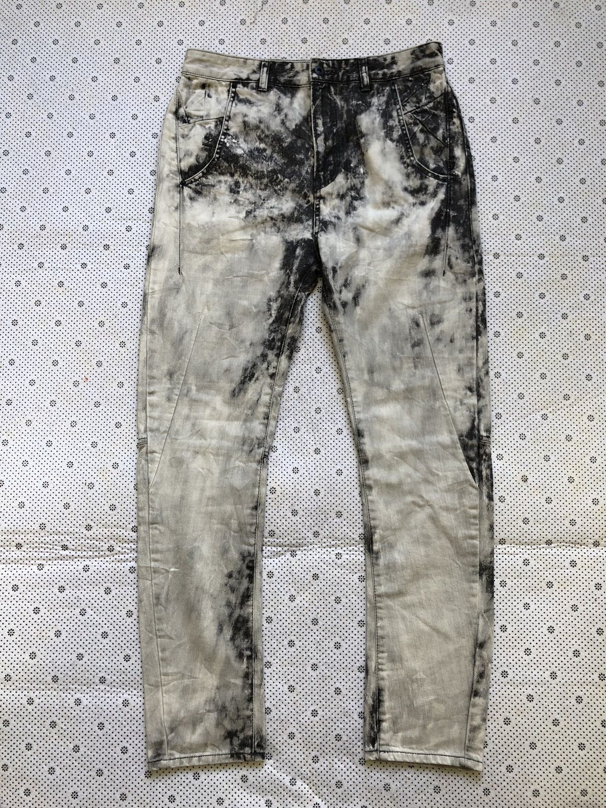 image of Comdes Combine x Hysteric Glamour Codes Combine Acid Wash Jeans in Acid Wash Black White (Size 32)
