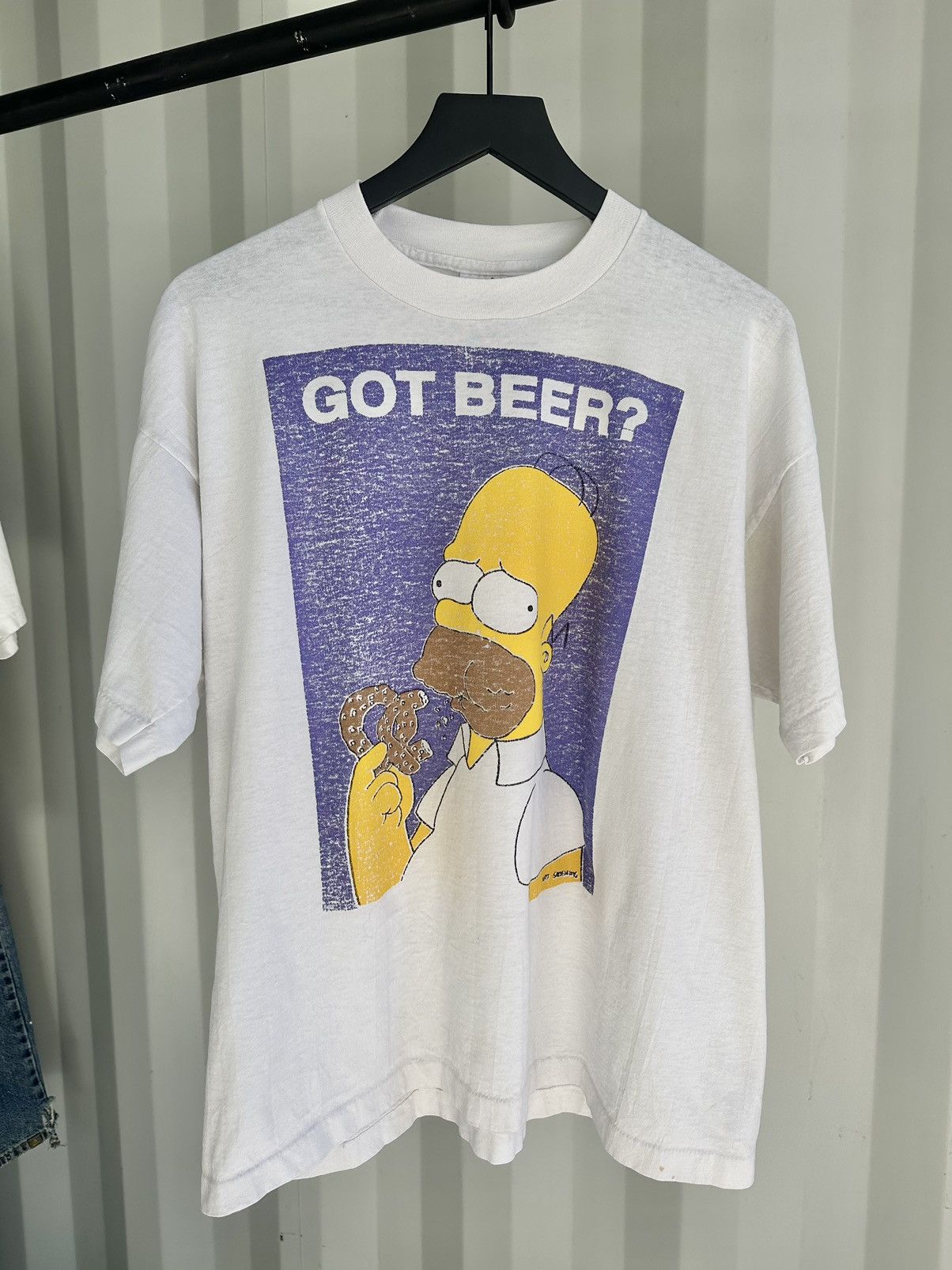 image of Vintage The Simpsons Homer Got Beer Shirt in White, Men's (Size XL)