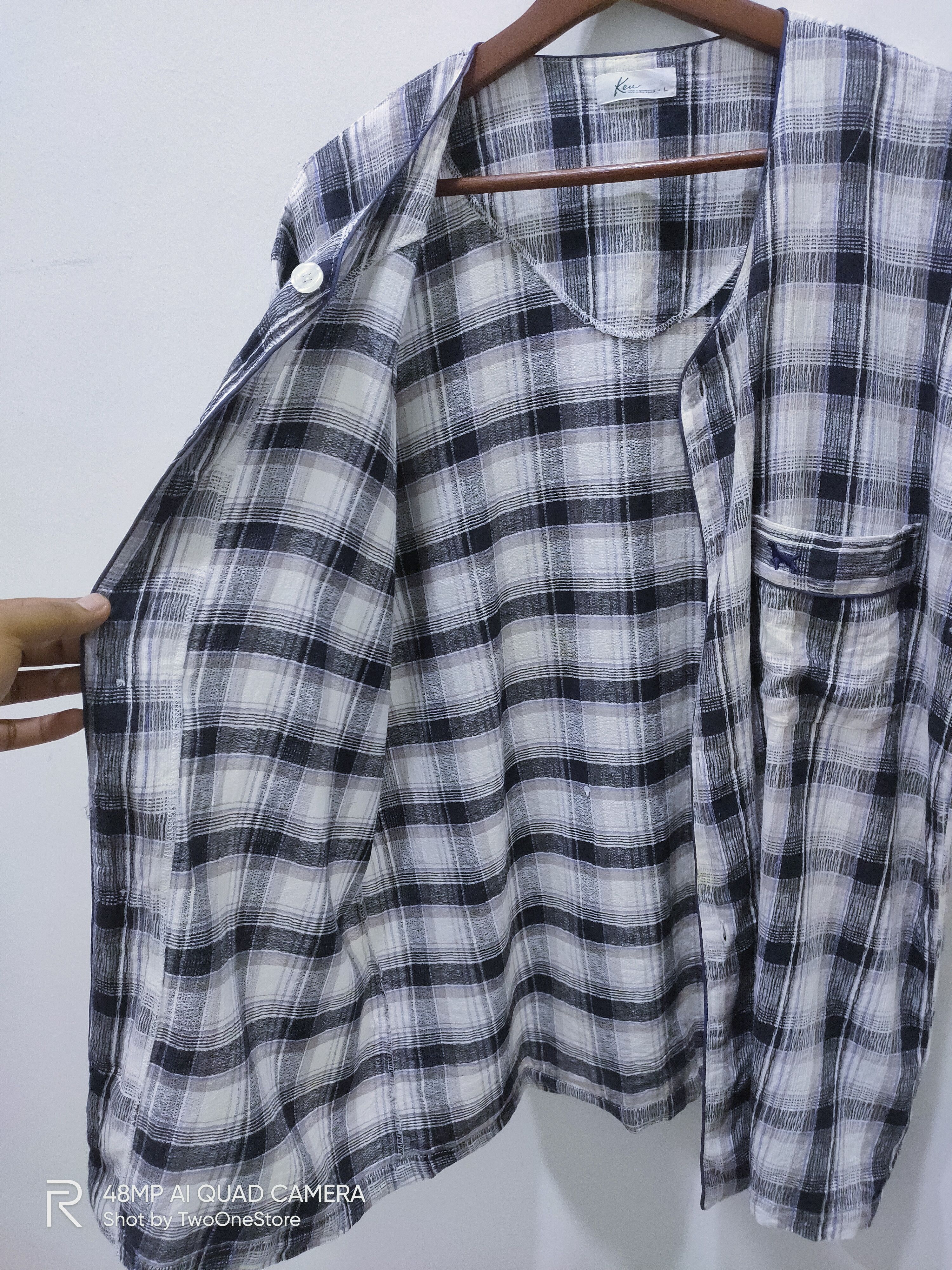 Japanese Brand KEW COLLECTION Tartan Plaid Check SleepWear Casual TShirt Size US L / EU 52-54 / 3 - 5 Thumbnail