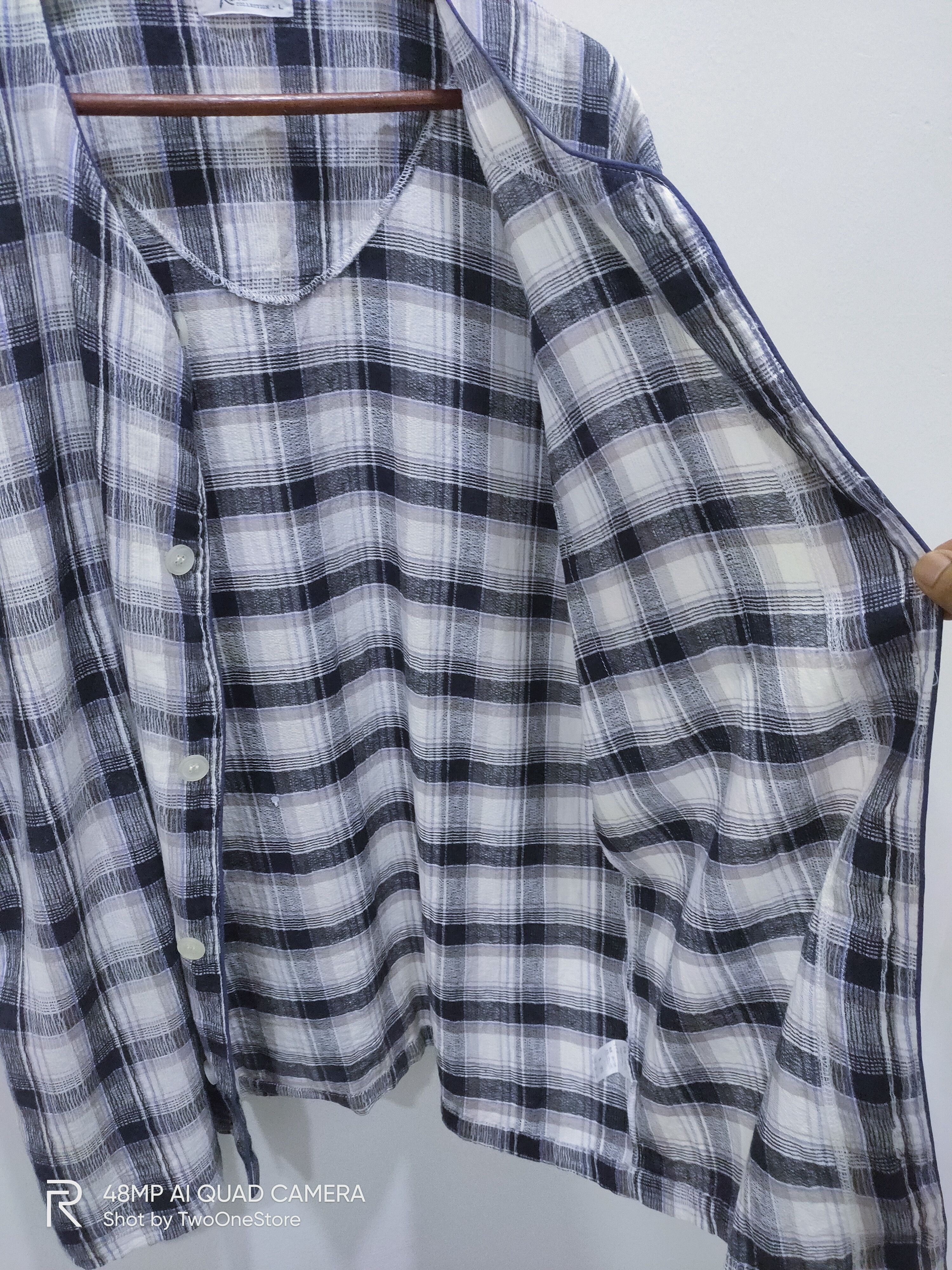 Japanese Brand KEW COLLECTION Tartan Plaid Check SleepWear Casual TShirt Size US L / EU 52-54 / 3 - 6 Thumbnail