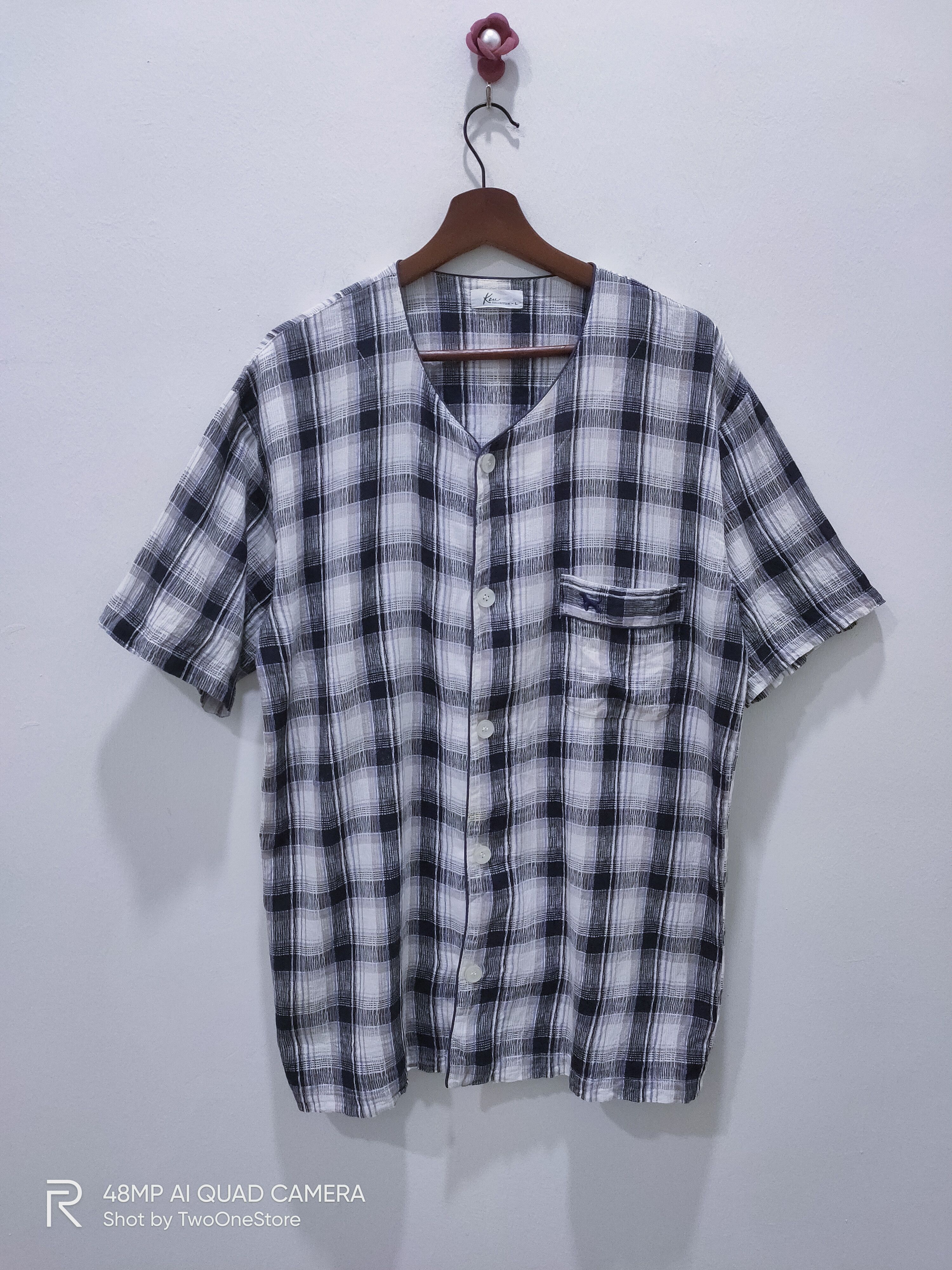 Japanese Brand KEW COLLECTION Tartan Plaid Check SleepWear Casual TShirt Size US L / EU 52-54 / 3 - 1 Thumbnail