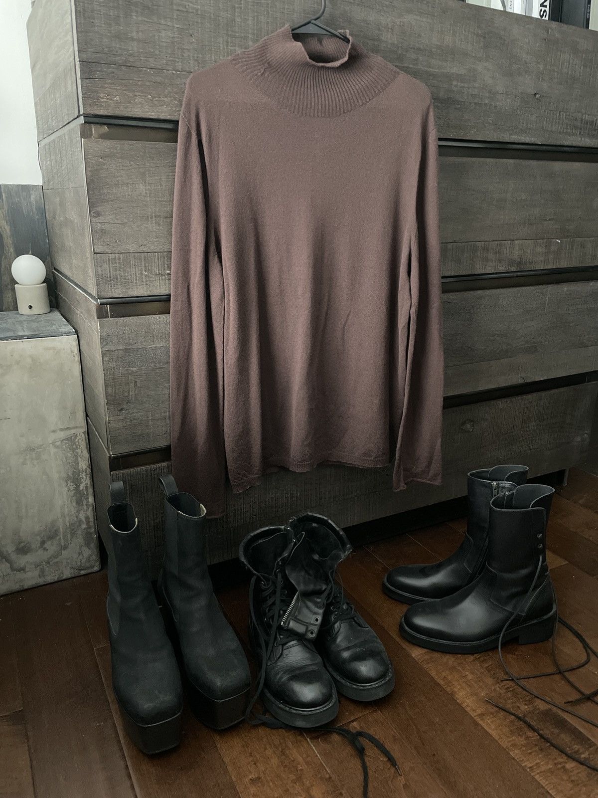 Rick Owens Mainline thin lightweight cut out sweater pullover mock top Size US M / EU 48-50 / 2 - 1 Thumbnail