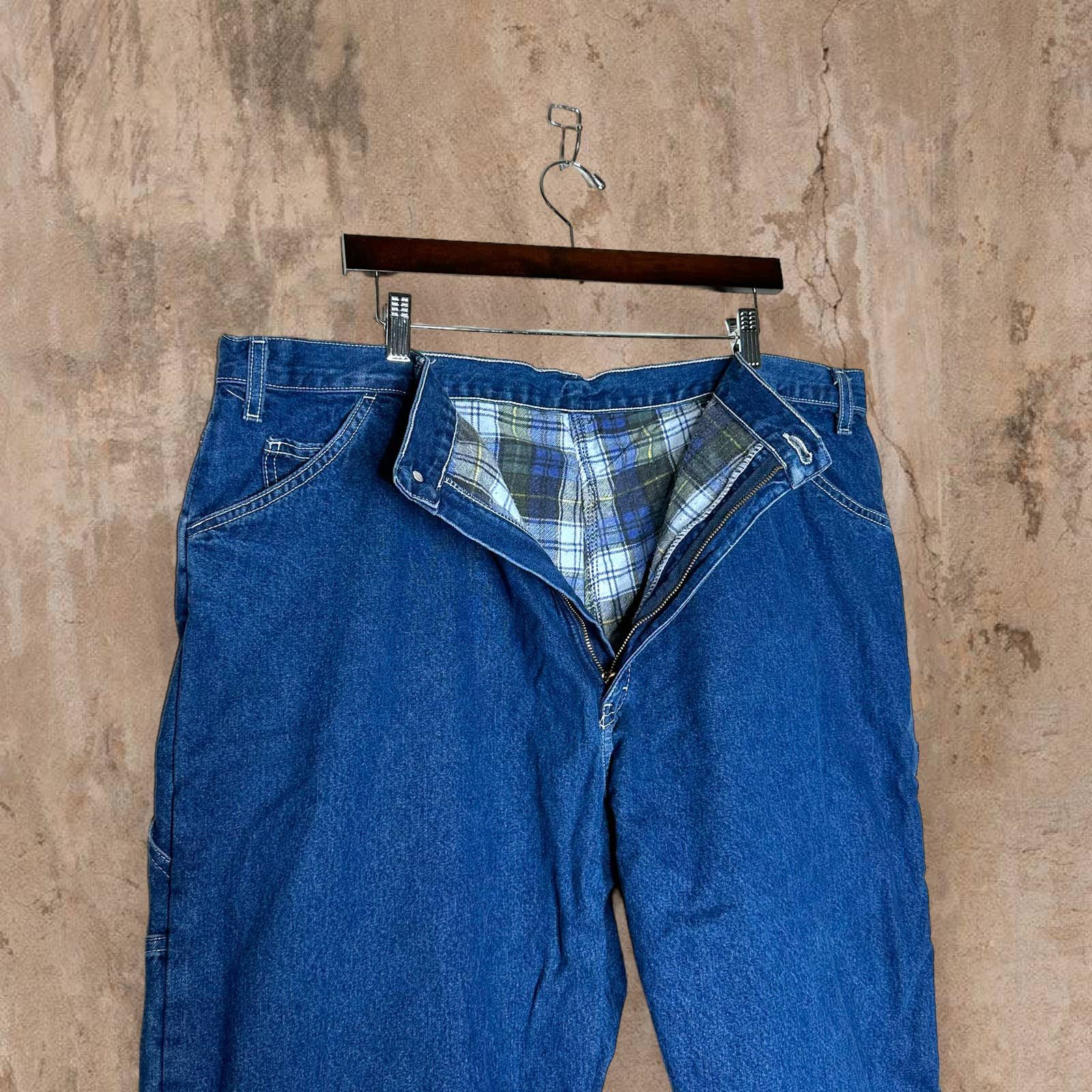 Vintage Dickies Flannel Lined Carpenter Jeans Dark Work Wear Denim Size US 44 / EU 60 - 5 Thumbnail