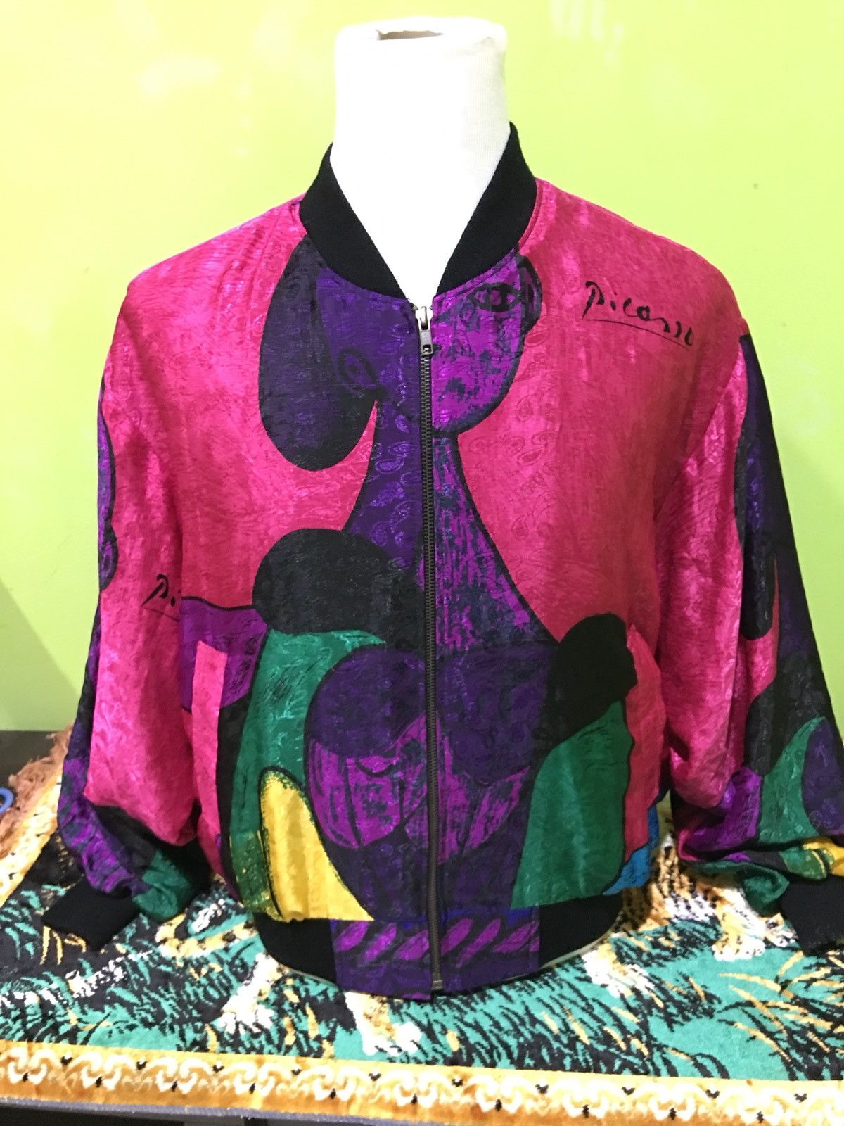 Vintage Vintage Picasso Satin Bomber Windbraker Jacket Men’s XL Size US L / EU 52-54 / 3 - 3 Thumbnail