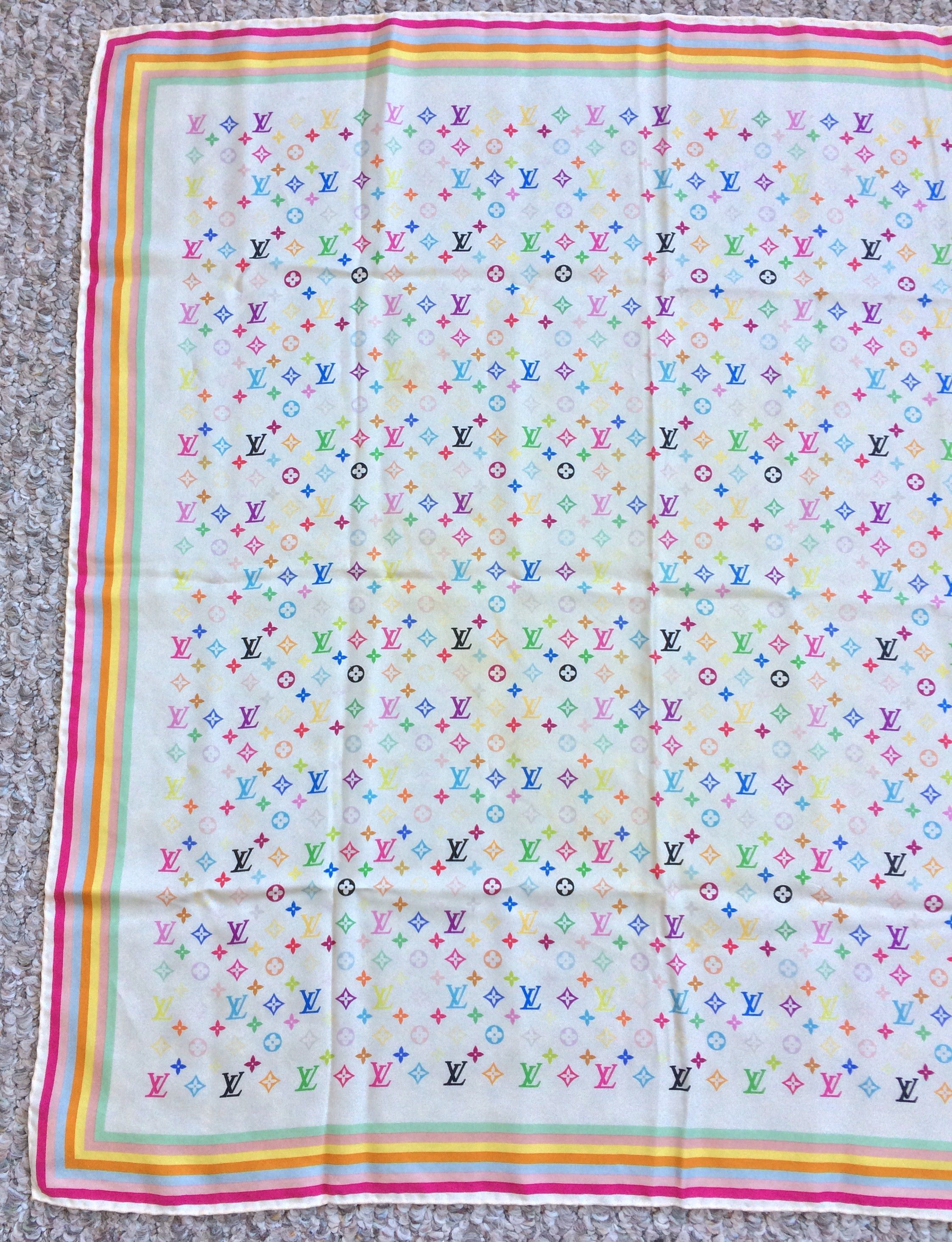 Louis Vuitton × Takashi Murakami S/S 2003 Louis Vuitton Murakami Monogram Silk Scarf Size ONE SIZE - 2 Thumbnail