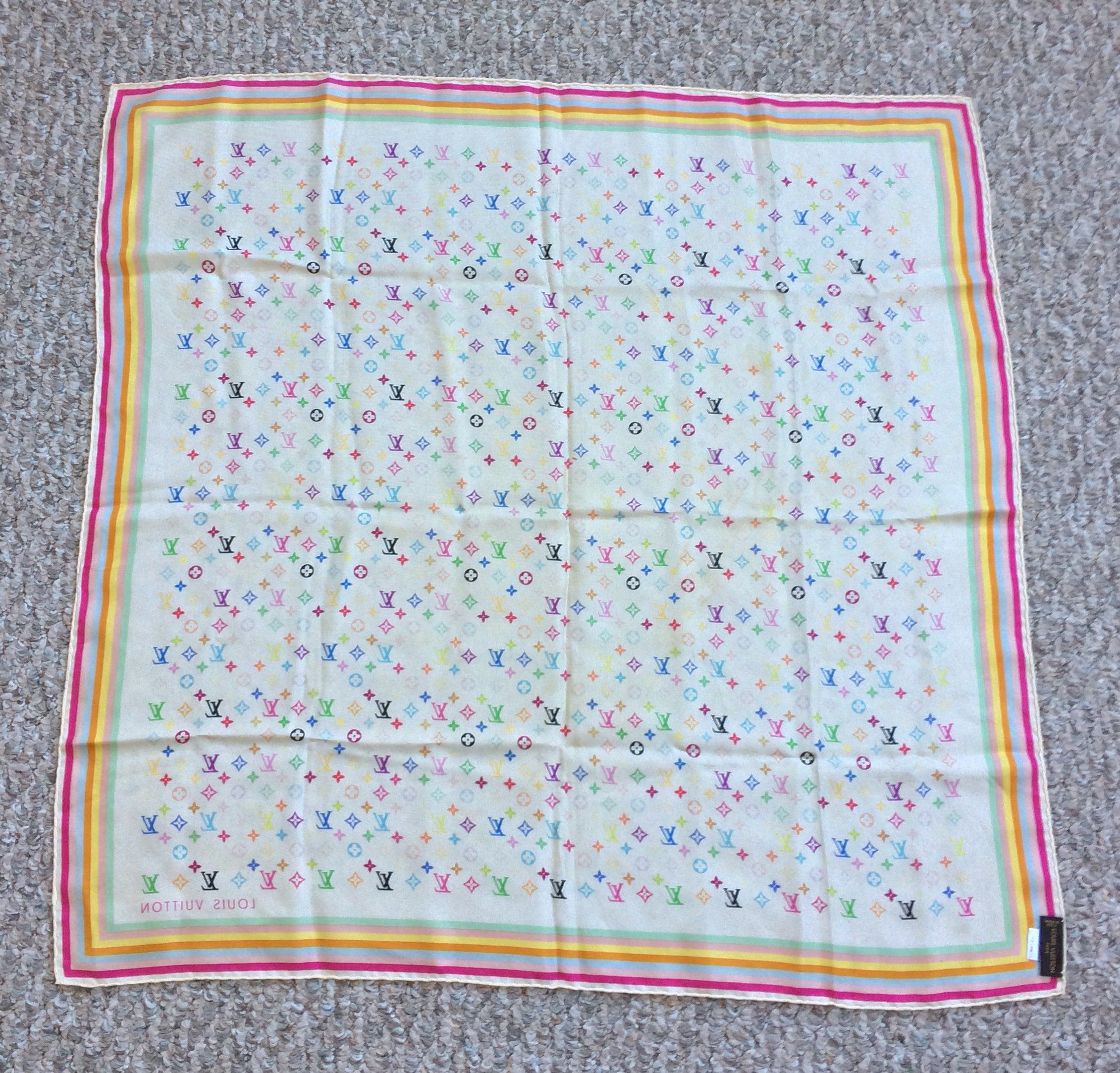 Louis Vuitton × Takashi Murakami S/S 2003 Louis Vuitton Murakami Monogram Silk Scarf Size ONE SIZE - 4 Thumbnail
