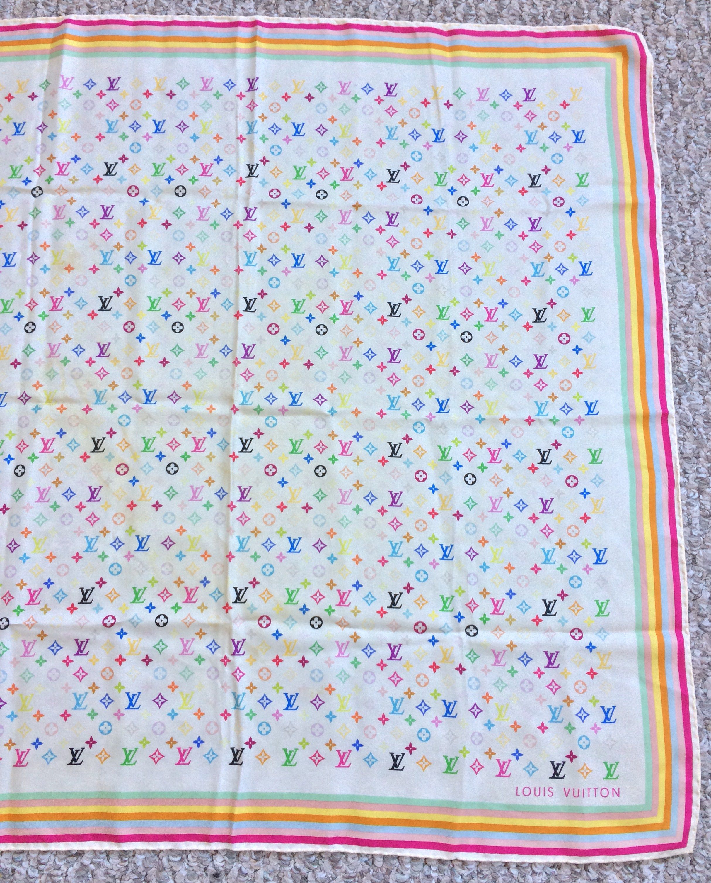 Louis Vuitton × Takashi Murakami S/S 2003 Louis Vuitton Murakami Monogram Silk Scarf Size ONE SIZE - 3 Thumbnail