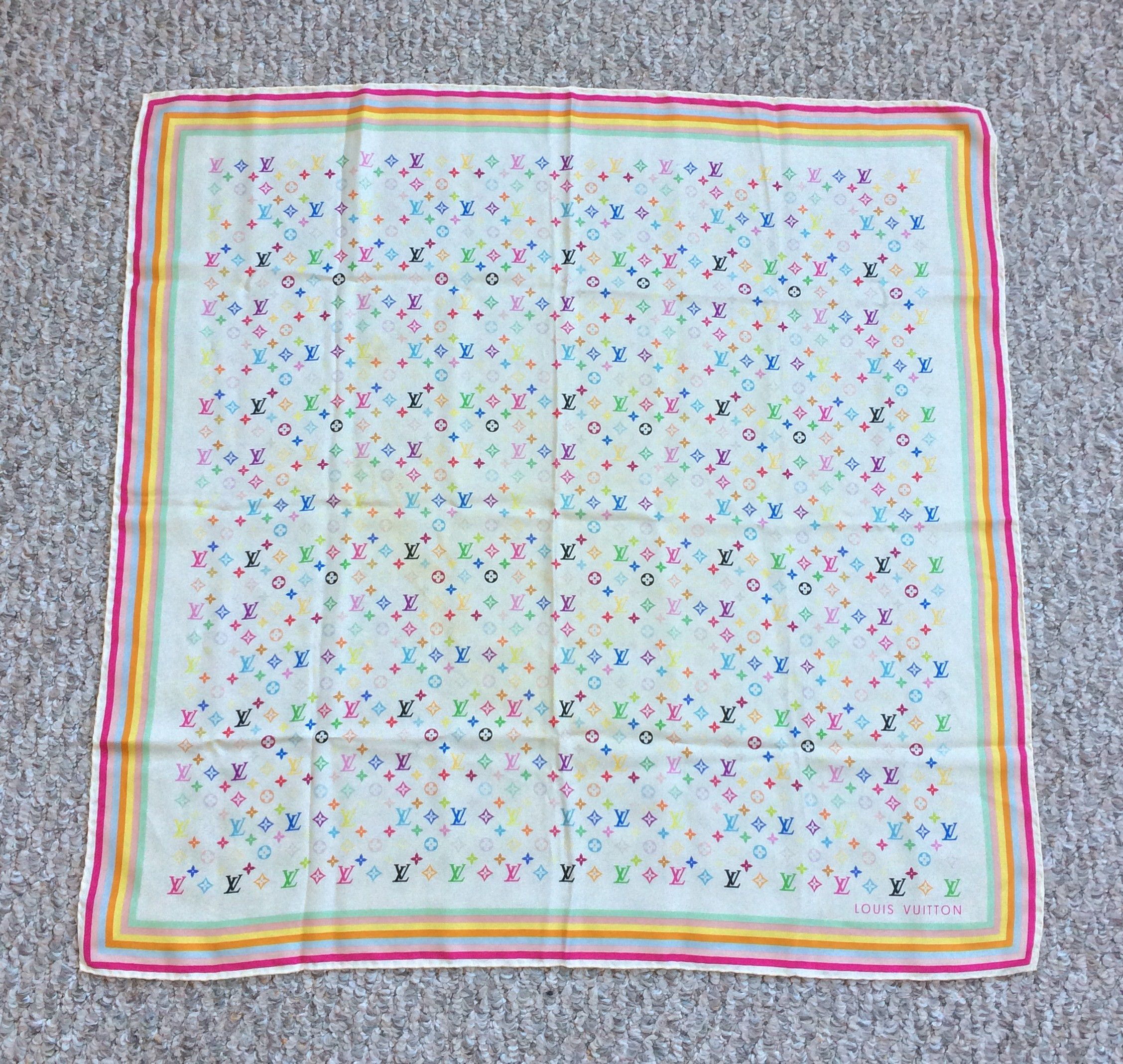 image of S/s 2003 Louis Vuitton Murakami Monogram Silk Scarf, Men's
