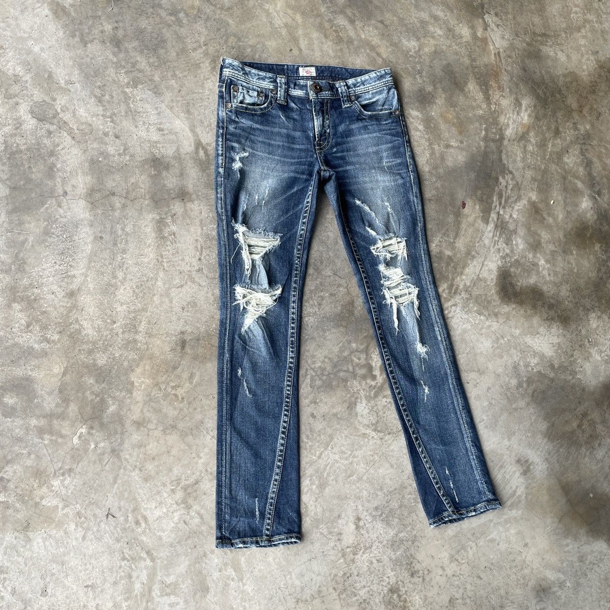 Japanese Brand Vintage Rodeo Crowns Distressed Denim Jeans Pants THRASHED Size US 29 - 2 Thumbnail