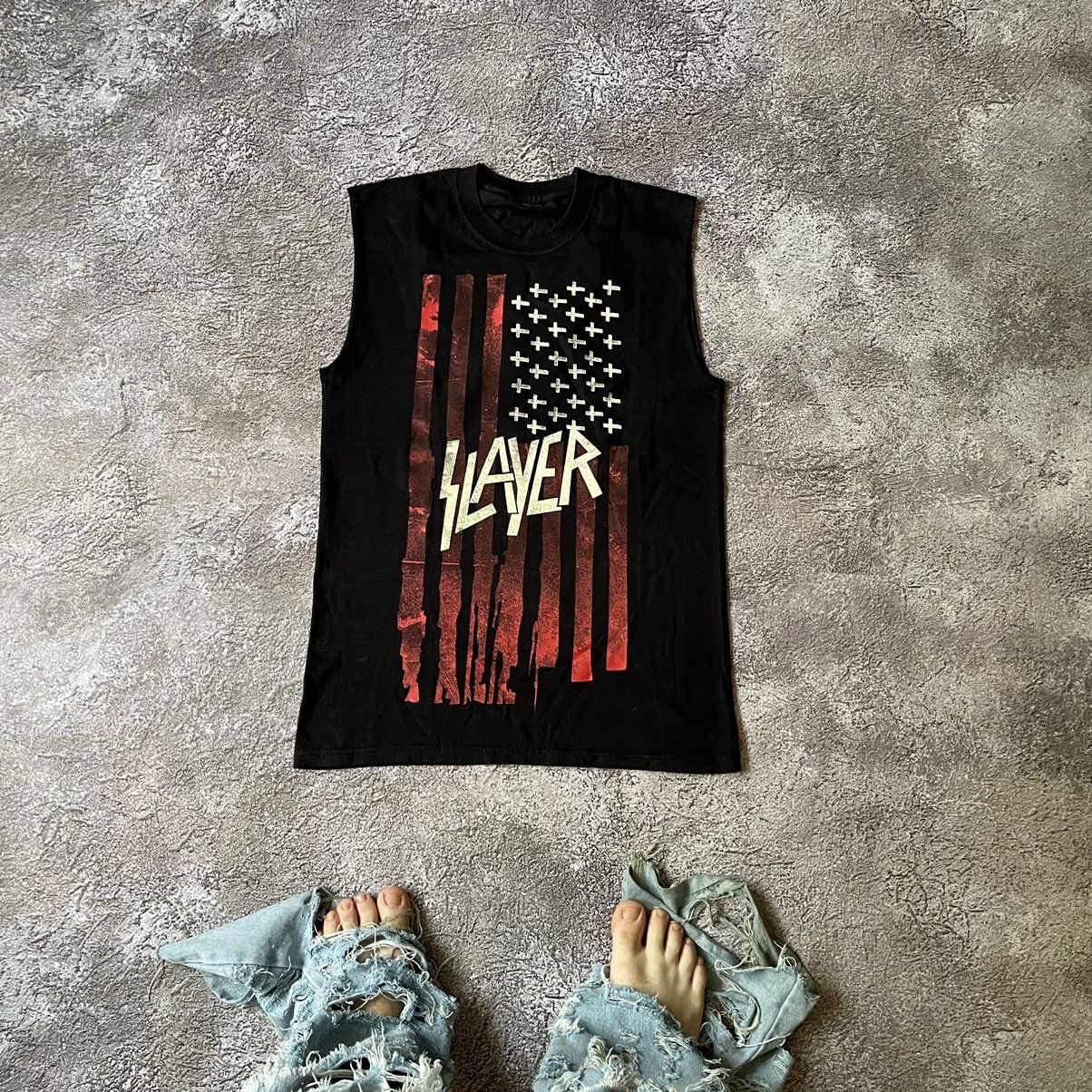 Vintage Vintage Y2K Slayer Graphic Tee Distressed Grunge Punk Boxy L Size US L / EU 52-54 / 3 - 1 Thumbnail