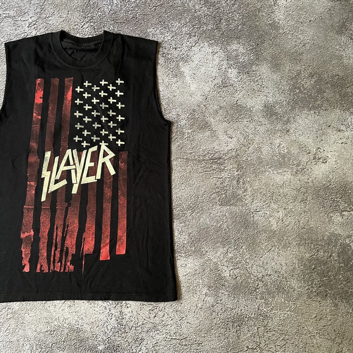 Vintage Vintage Y2K Slayer Graphic Tee Distressed Grunge Punk Boxy L Size US L / EU 52-54 / 3 - 3 Thumbnail