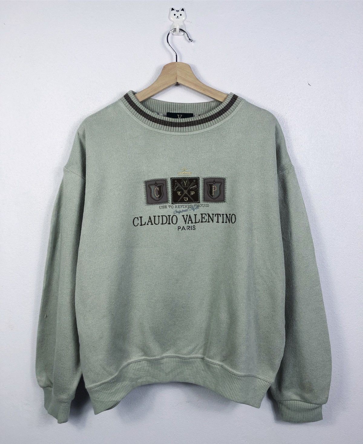 Other × Valentino × Vintage Vintage Claudio Valentino Paris Embroidered Logo Sweatshirt Size US M / EU 48-50 / 2 - 1 Thumbnail