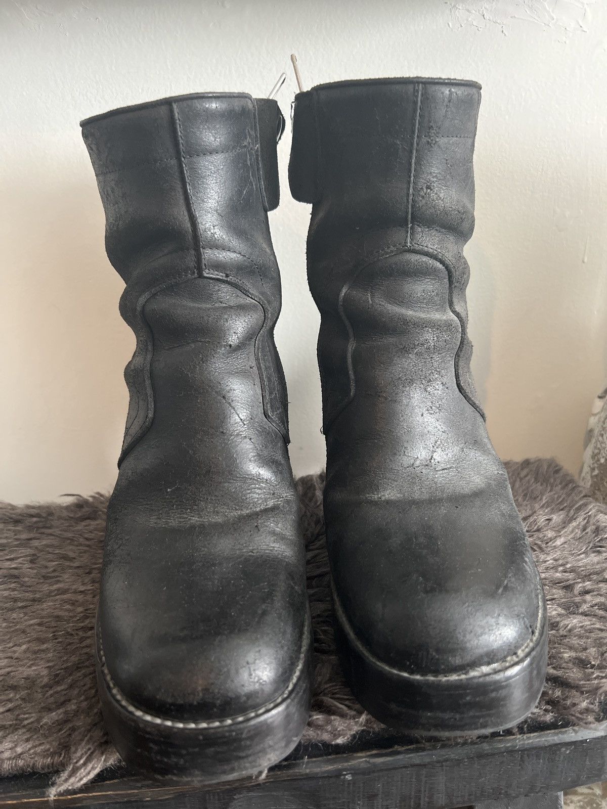 Rick Owens Pre- KISS Historic FW06 "Dustulator" moto zip Boots platform Size US 8 / EU 41 - 6 Thumbnail