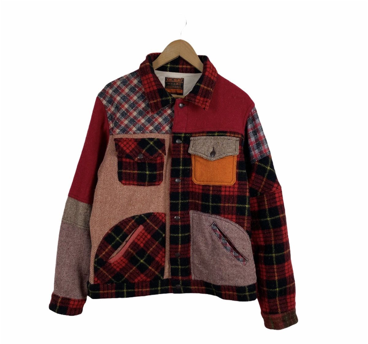 image of Harris Tweed x Karl Helmut Harris Tweet Wool Patchwork Jacket, Men's (Size Medium)