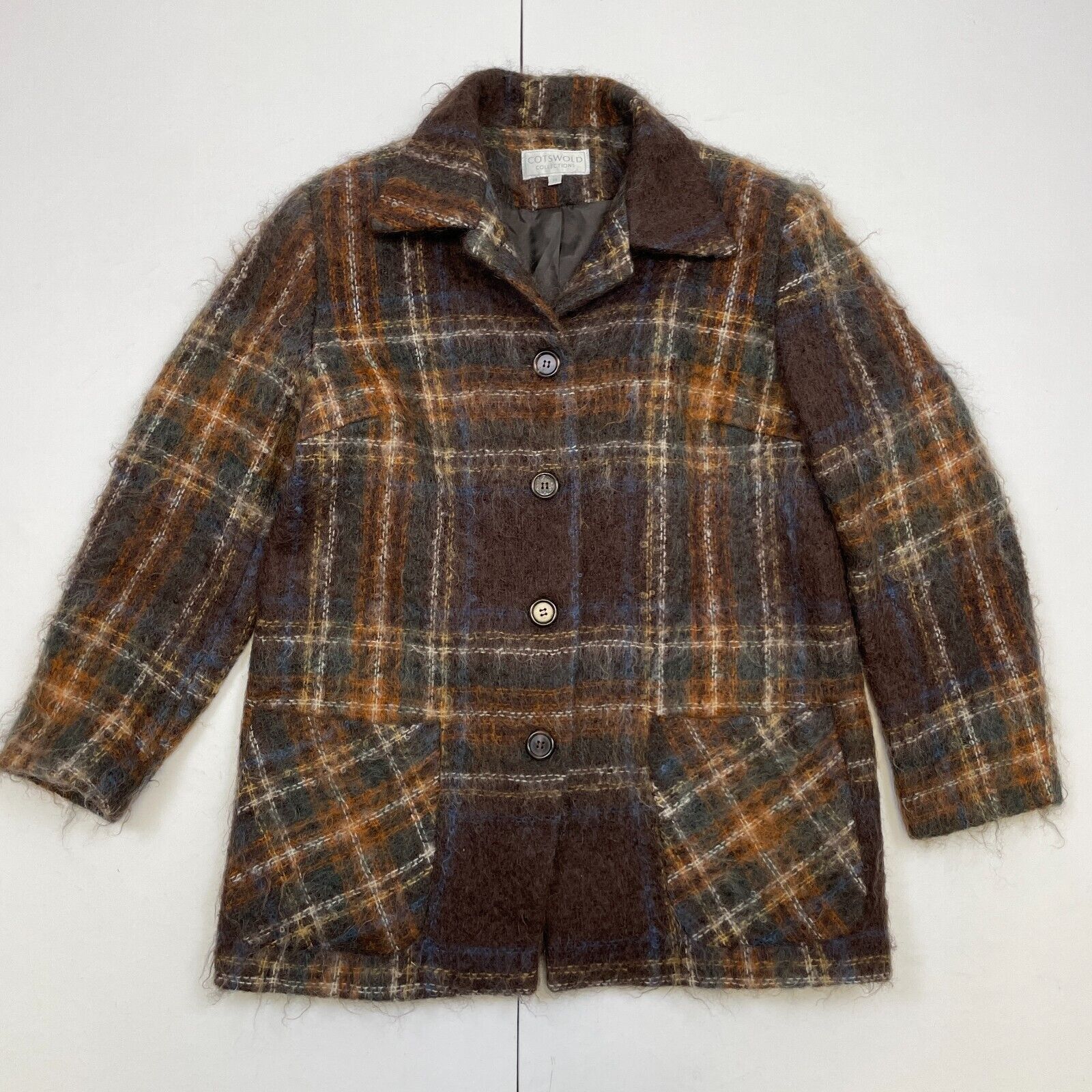Vintage Cotswold Collection Jacket 14 Brown Check Mohair Wool Mid ...