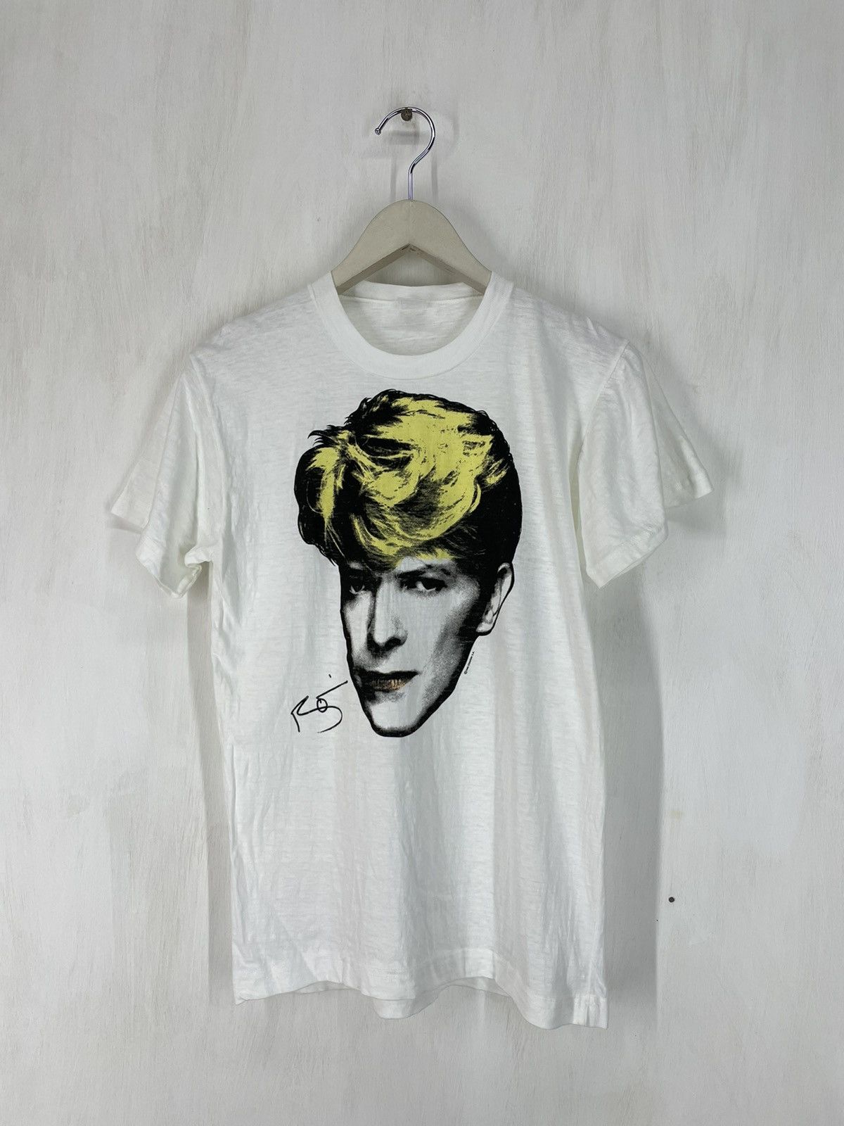 image of Band Tees x Vintage 80's David Bowie 1983 Stenton S.a Fifth Column Style in White (Size Medium)