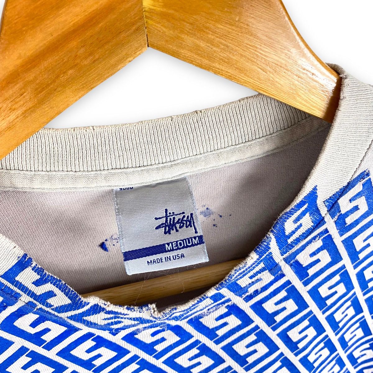 Stussy × Vintage RARE🔥 VTG DISTRESSED STUSSY FENDI MONOGRAM TEST PRINT TEE Size US M / EU 48-50 / 2 - 9 Thumbnail