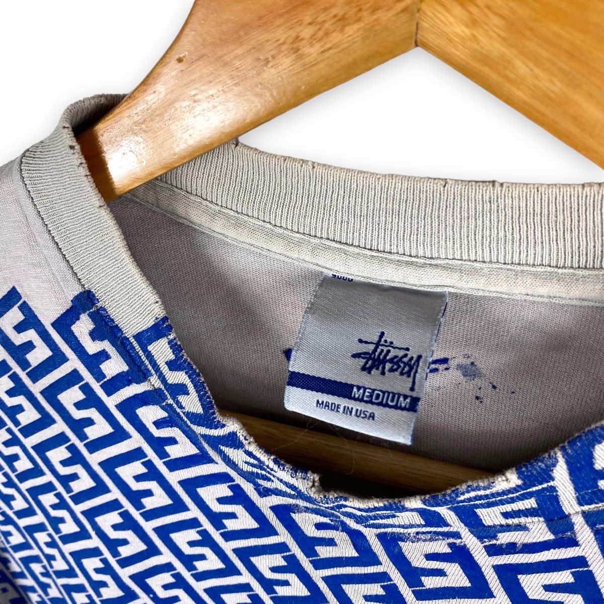 Stussy × Vintage RARE🔥 VTG DISTRESSED STUSSY FENDI MONOGRAM TEST PRINT TEE Size US M / EU 48-50 / 2 - 8 Thumbnail