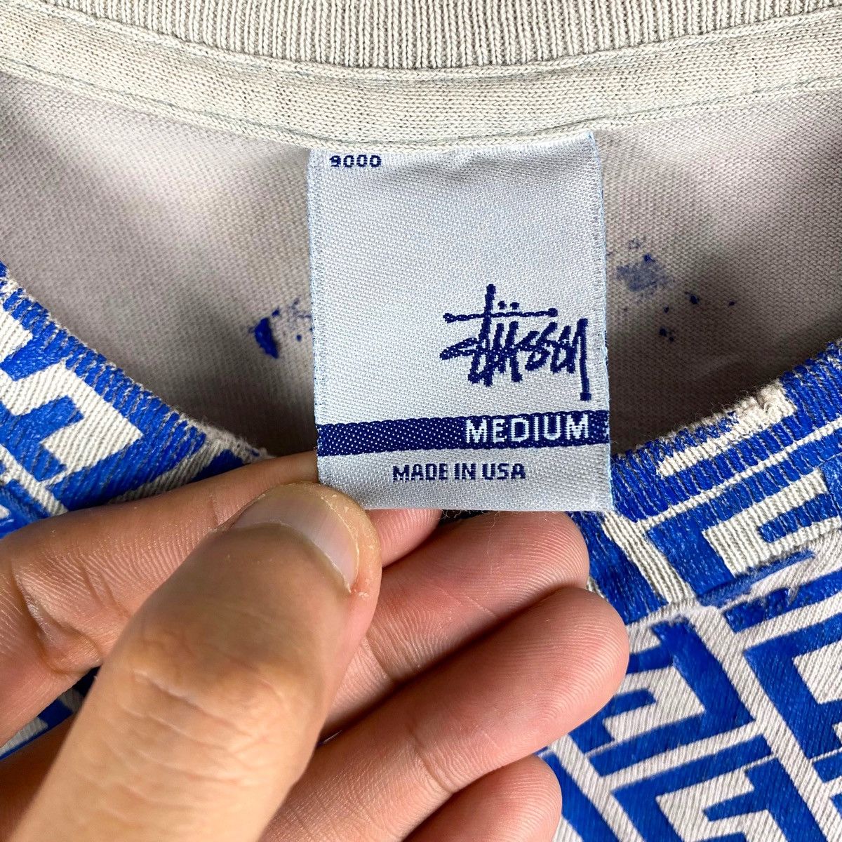 Stussy × Vintage RARE🔥 VTG DISTRESSED STUSSY FENDI MONOGRAM TEST PRINT TEE Size US M / EU 48-50 / 2 - 10 Thumbnail