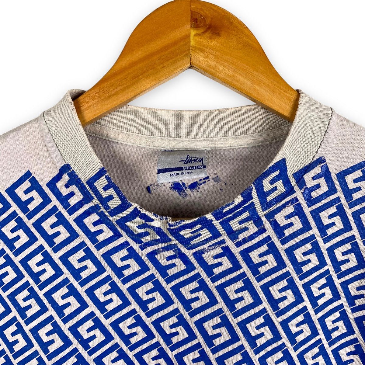 Stussy × Vintage RARE🔥 VTG DISTRESSED STUSSY FENDI MONOGRAM TEST PRINT TEE Size US M / EU 48-50 / 2 - 7 Thumbnail