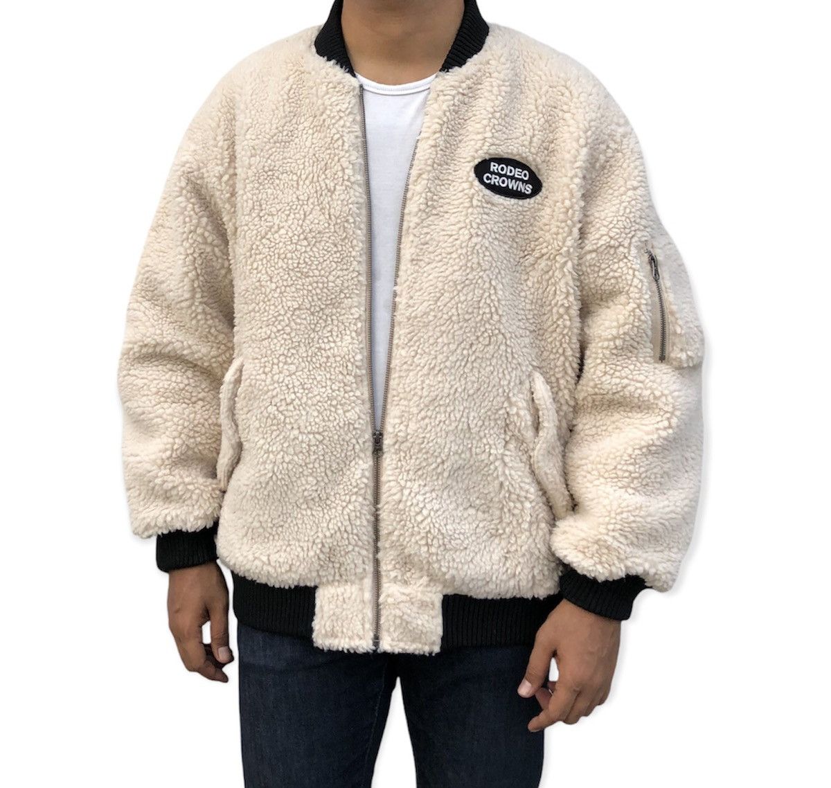 Japanese Brand Rodeo Crowns Fleece Deep Pile Bomber Jacket Size US M / EU 48-50 / 2 - 2 Thumbnail
