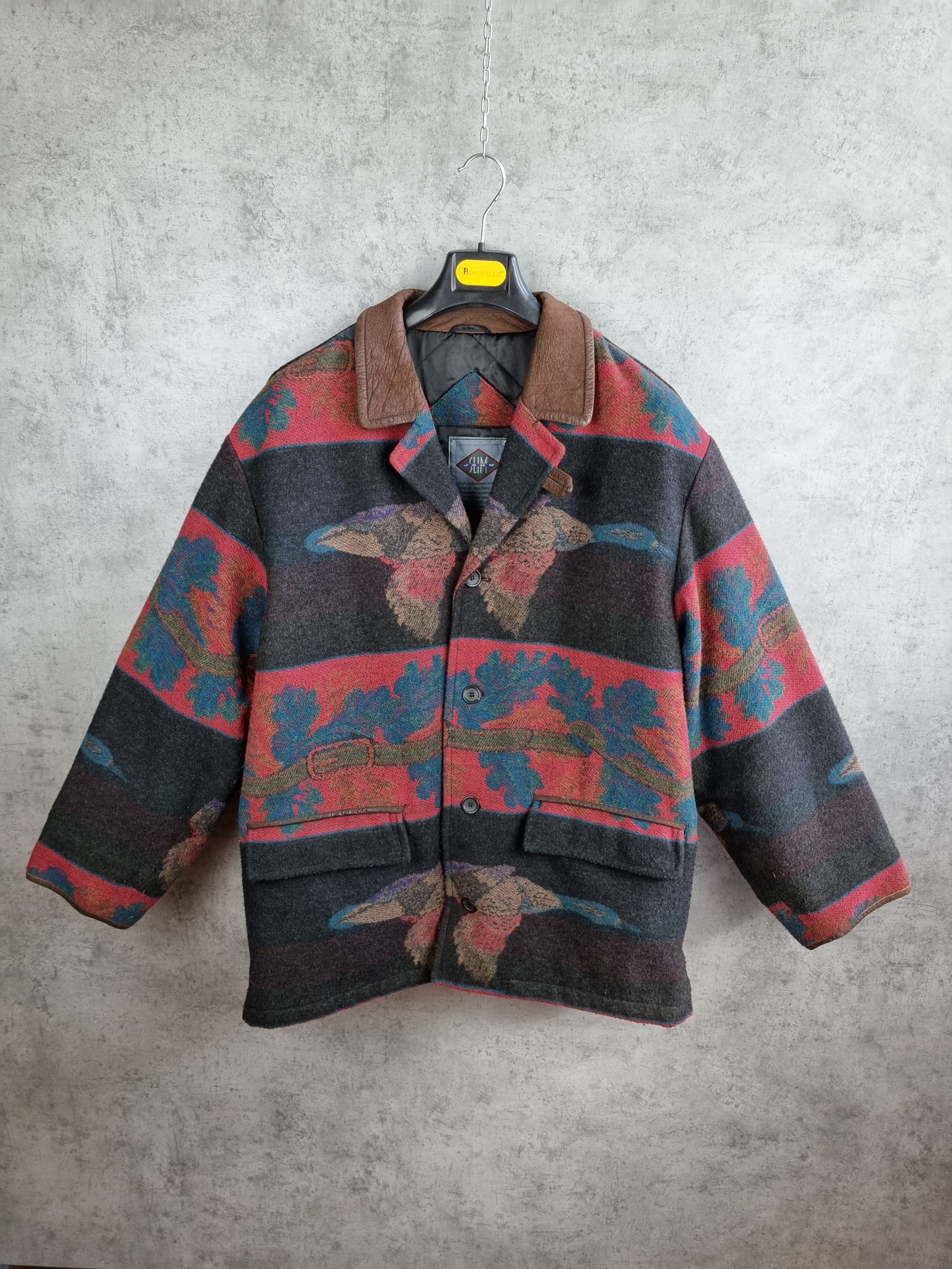 Native × Vintage 70s Hunting Wool Duck Oak Motifs Coat Pendleton Style Size US L / EU 52-54 / 3 - 4 Thumbnail