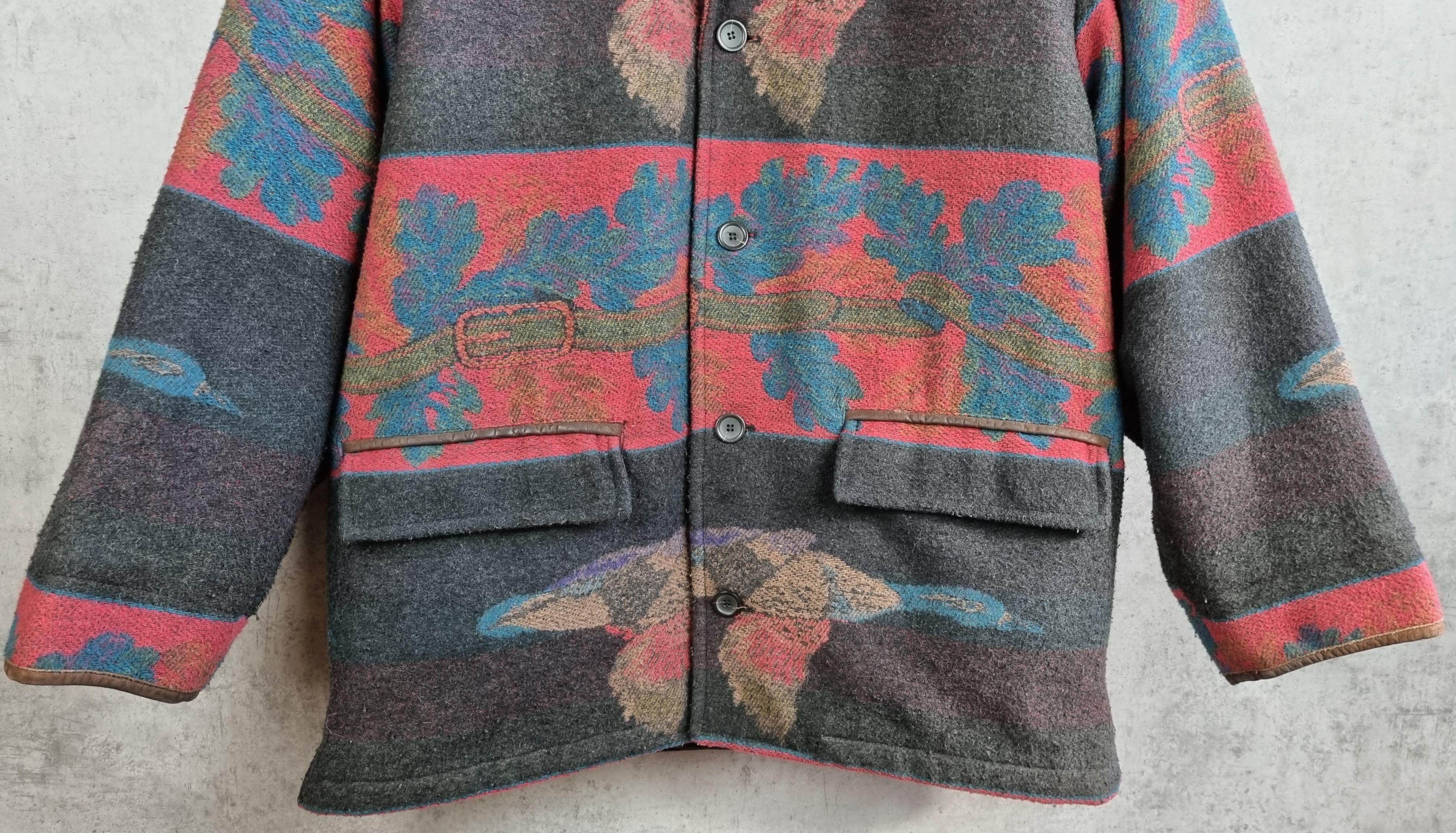 Native × Vintage 70s Hunting Wool Duck Oak Motifs Coat Pendleton Style Size US L / EU 52-54 / 3 - 15 Thumbnail