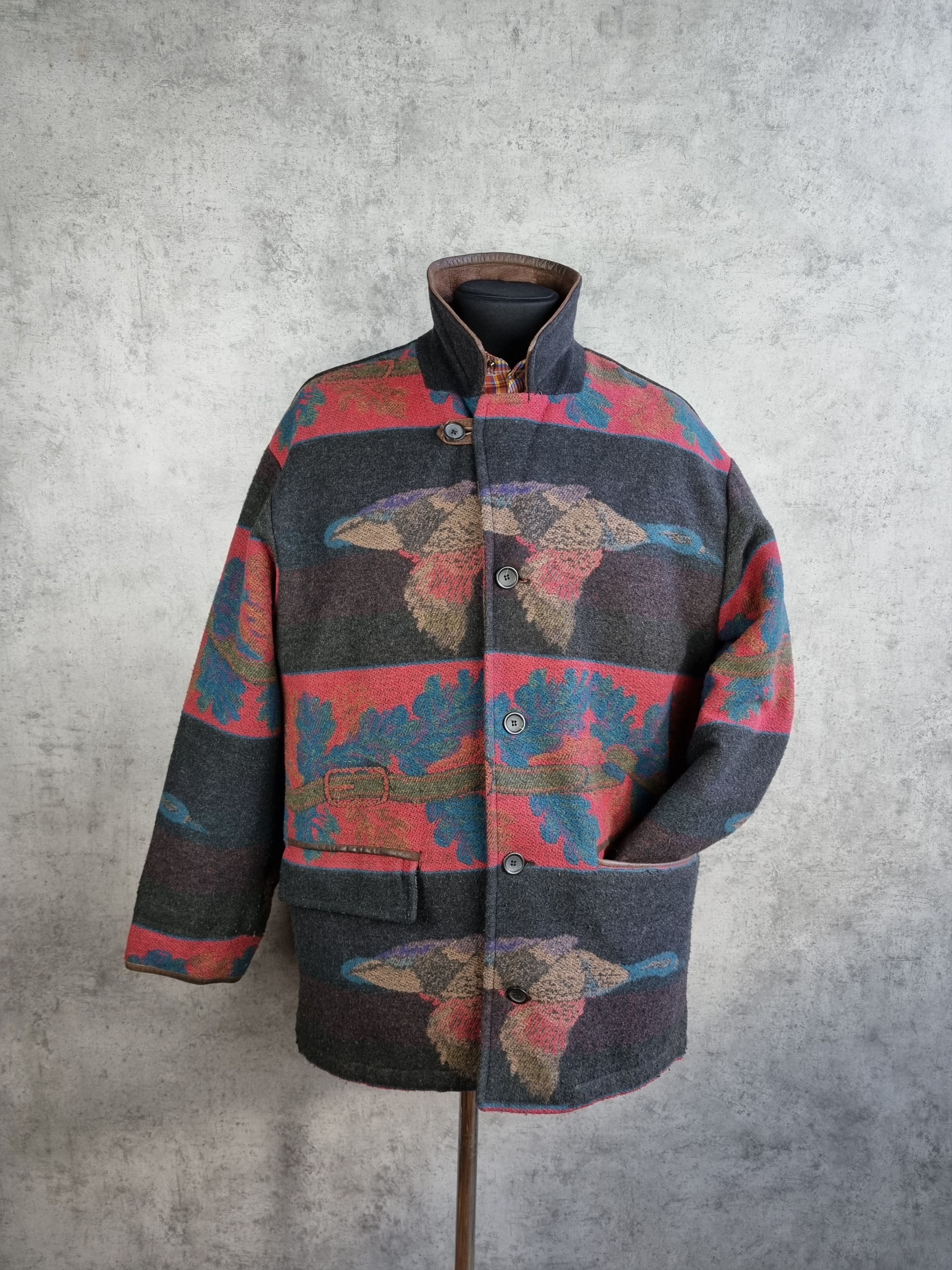 Native × Vintage 70s Hunting Wool Duck Oak Motifs Coat Pendleton Style Size US L / EU 52-54 / 3 - 17 Thumbnail