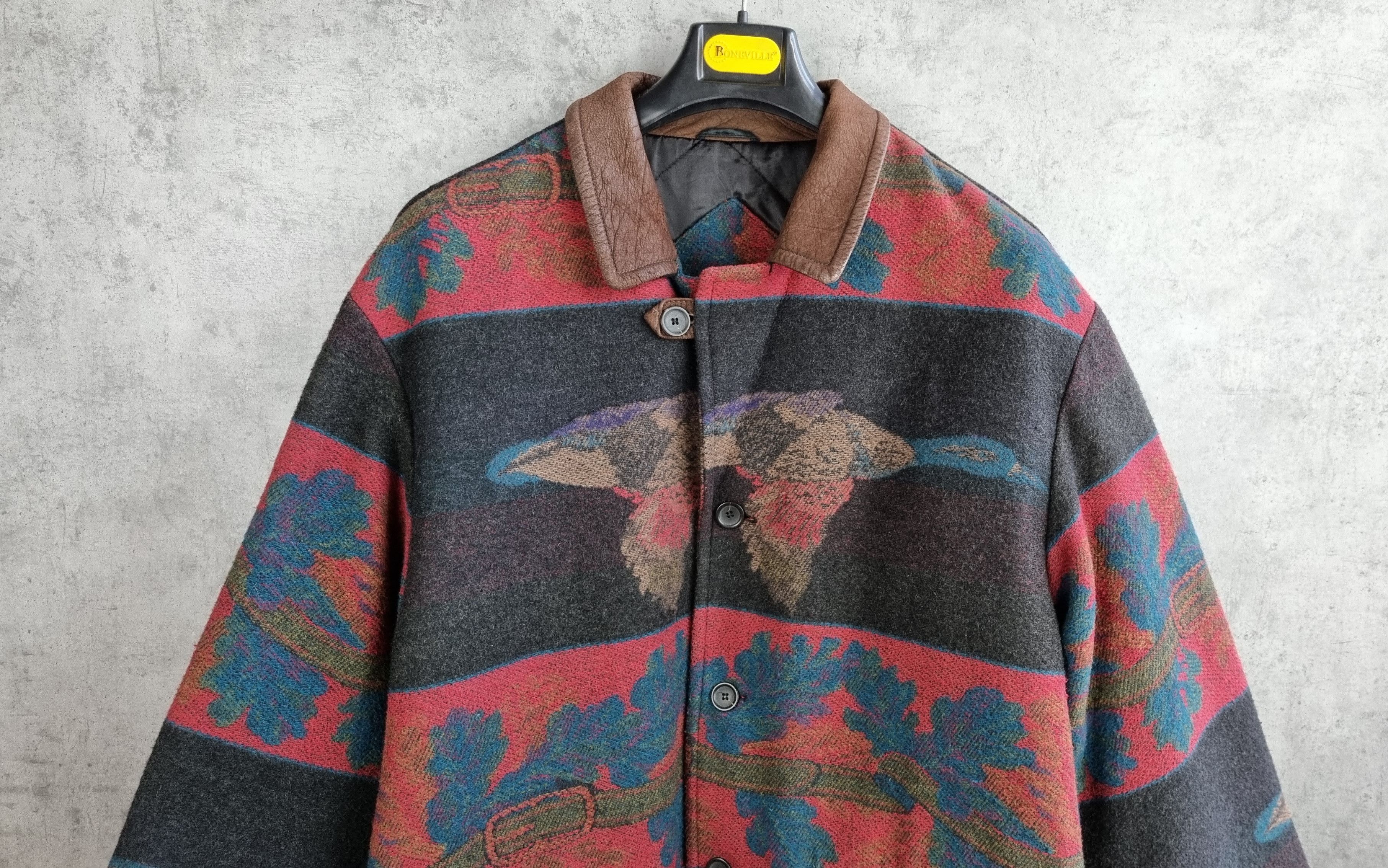 Native × Vintage 70s Hunting Wool Duck Oak Motifs Coat Pendleton Style Size US L / EU 52-54 / 3 - 8 Thumbnail