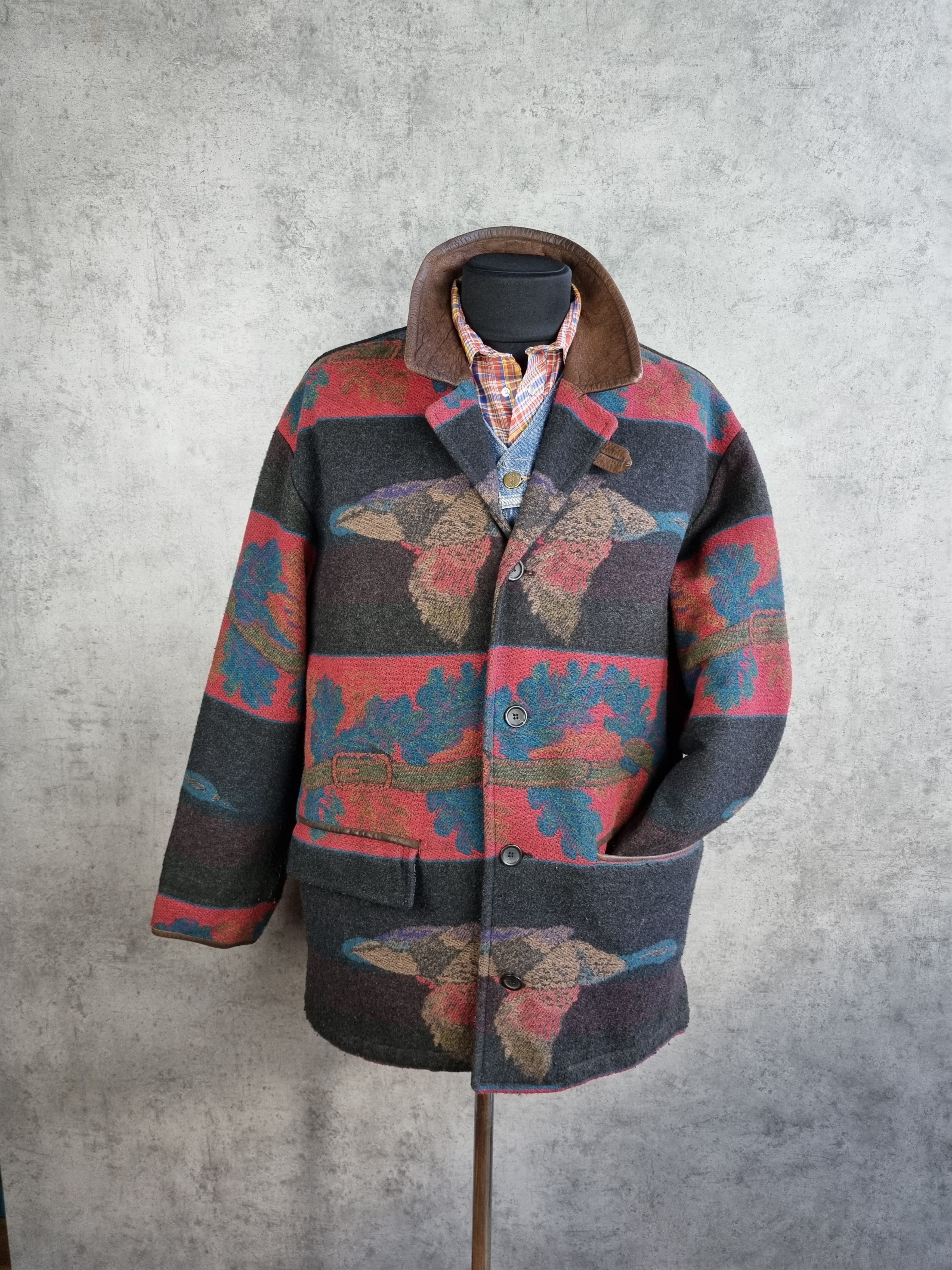 Native × Vintage 70s Hunting Wool Duck Oak Motifs Coat Pendleton Style Size US L / EU 52-54 / 3 - 2 Thumbnail