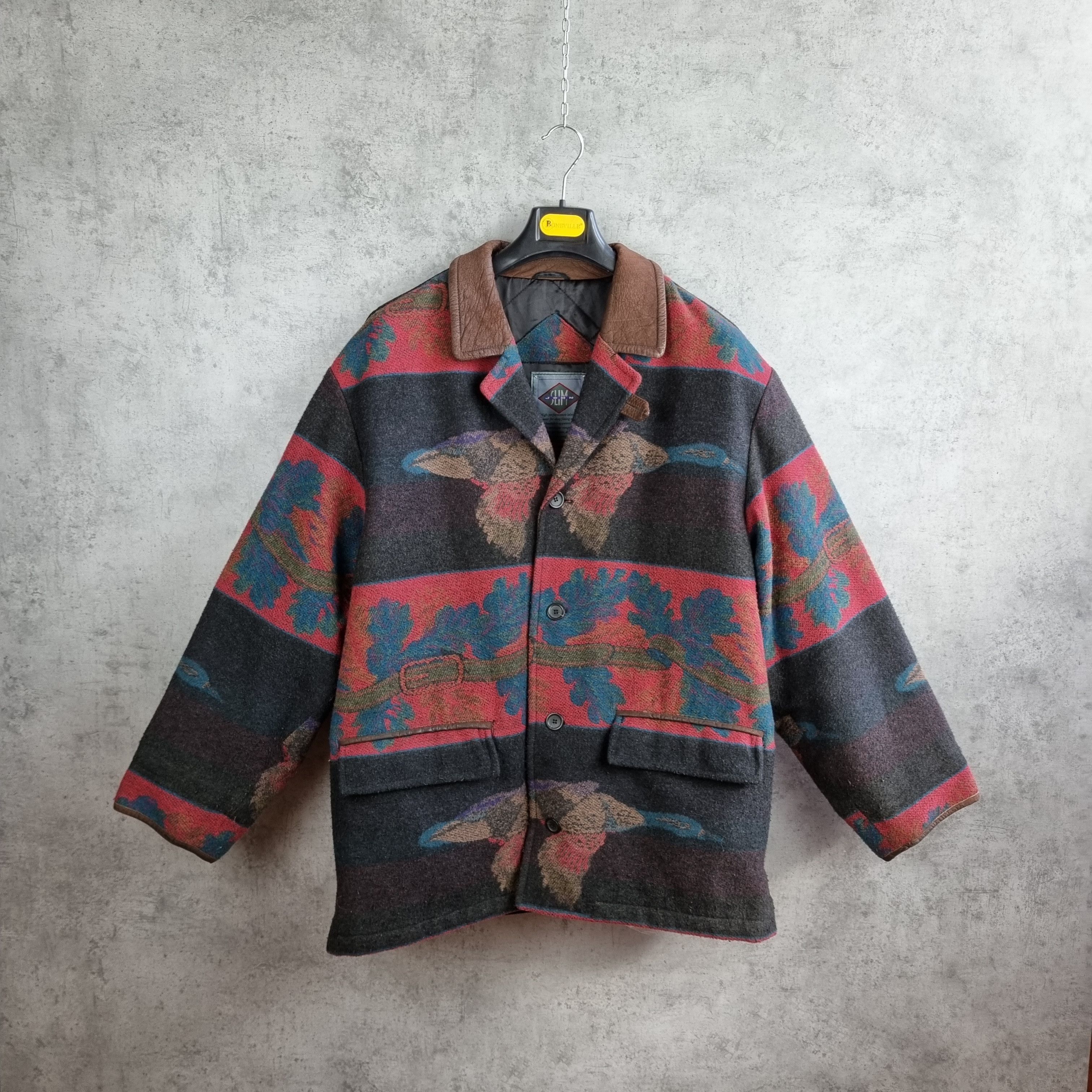 Native × Vintage 70s Hunting Wool Duck Oak Motifs Coat Pendleton Style Size US L / EU 52-54 / 3 - 12 Thumbnail