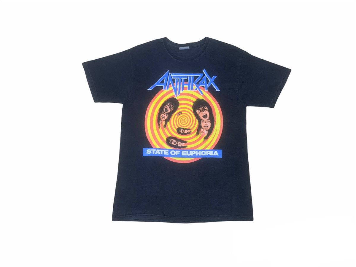 image of Band Tees x Rock T Shirt Vintage Anthrax State Of Euphoria Band Tshirt in Black, Men's (Size Medium