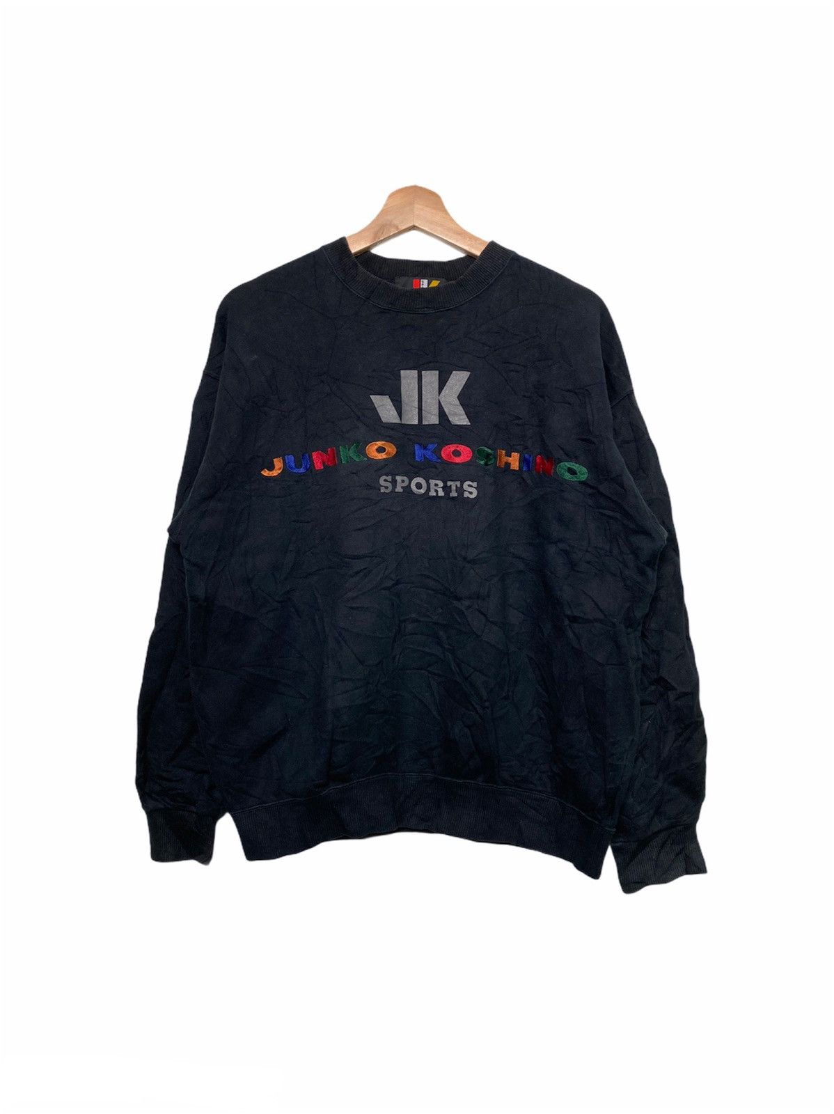 image of Hiroko Koshino Homme x Junko Shimada Junko Koshino Sport Embroidered Crewneck in Black (Size Medium