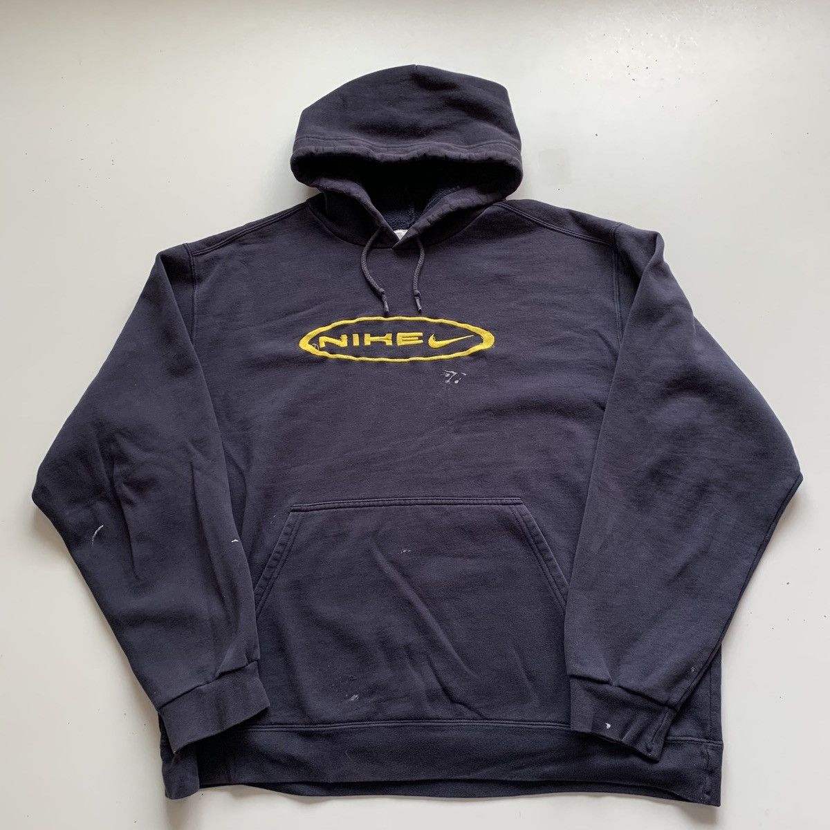 Nike × Vintage Vintage 90s Nike embroidered swoosh hoodie navy 