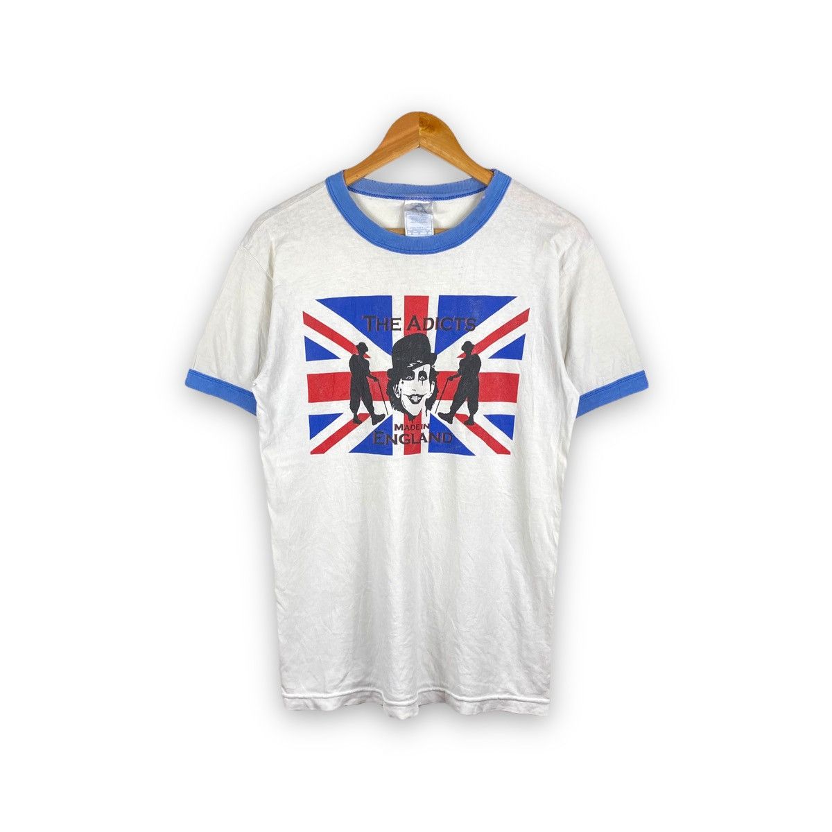 image of Band Tees x Vintage Distressed Vintage The Adicts Band Made In England T Shirt in White (Size Small