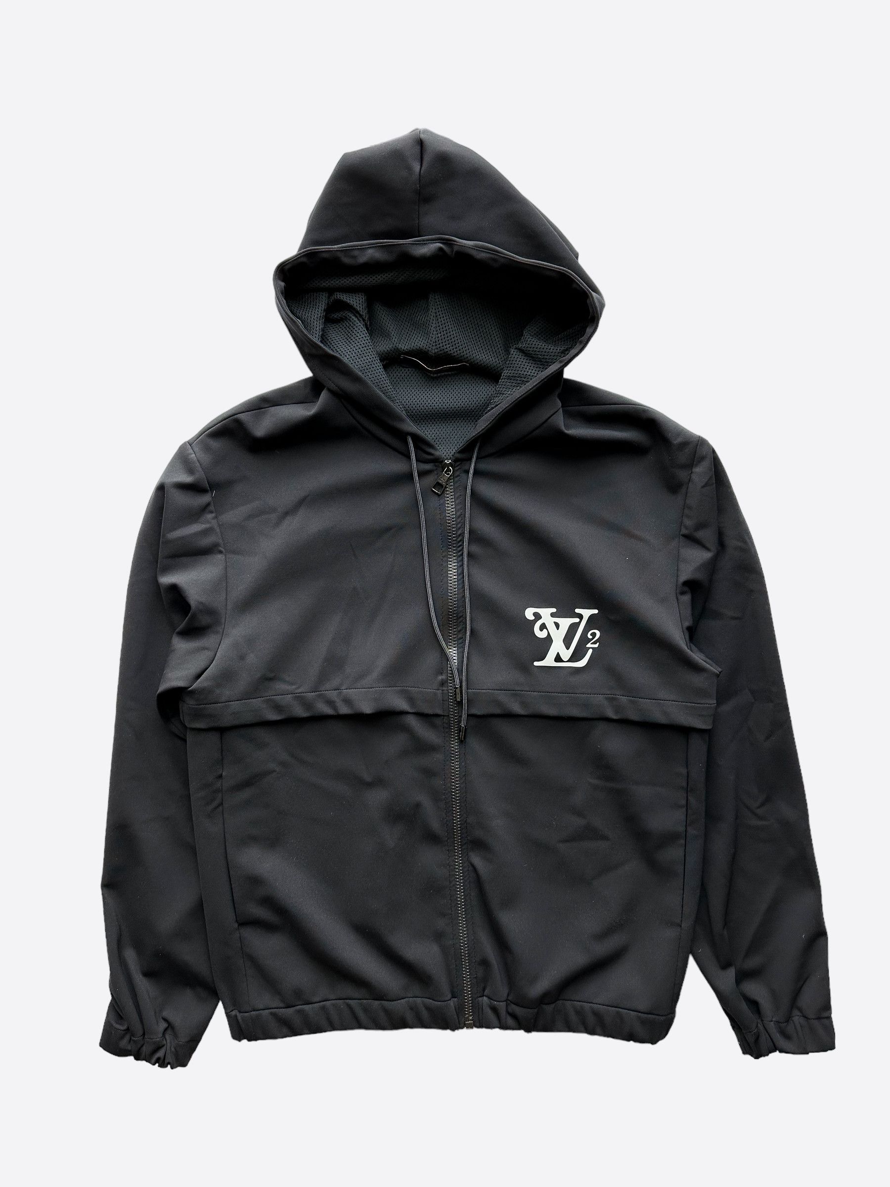 image of Louis Vuitton Nigo Black Logo Zip Up Windbreaker, Men's (Size Medium)