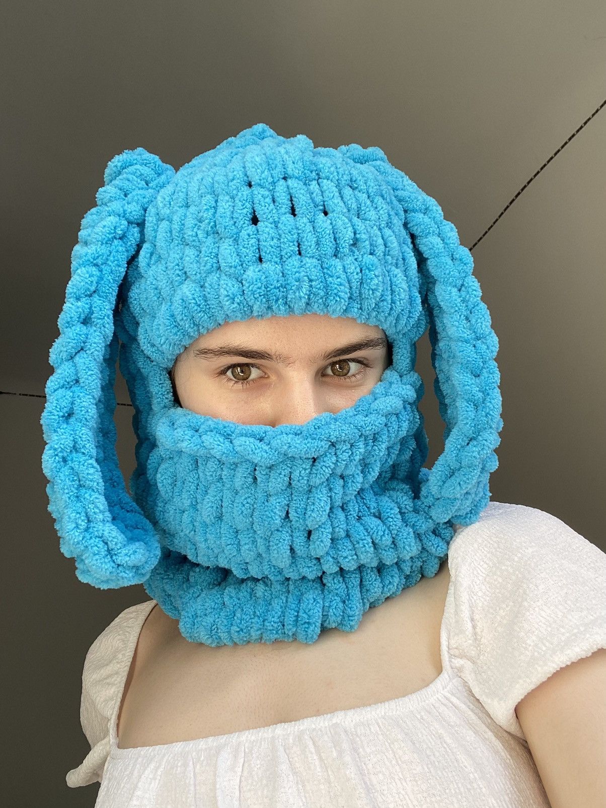 Handmade × Japanese Brand Handmade Knitted Balaclava Ski Mask Bunny Rabbit Style Size ONE SIZE - 2 Thumbnail