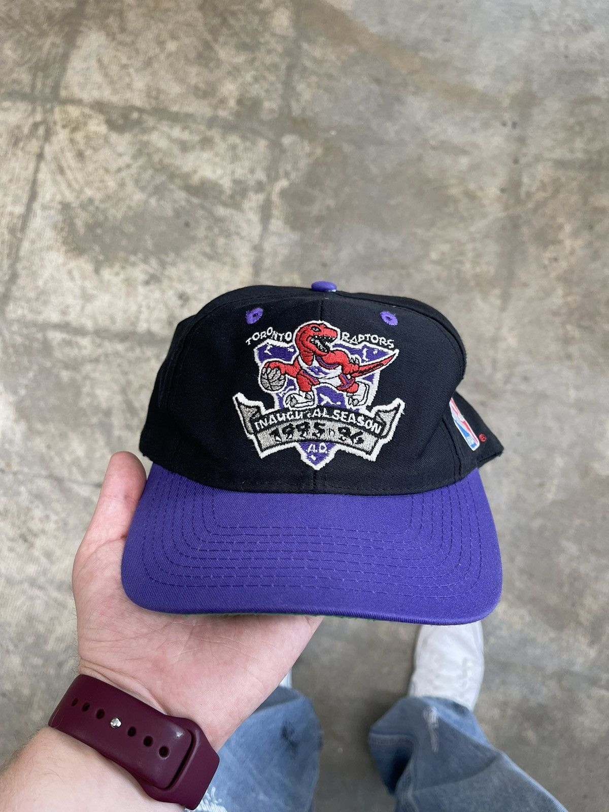 image of Vintage 1995 Toronto Raptors Inaugural Logo Athletic Hat in Black, Men's