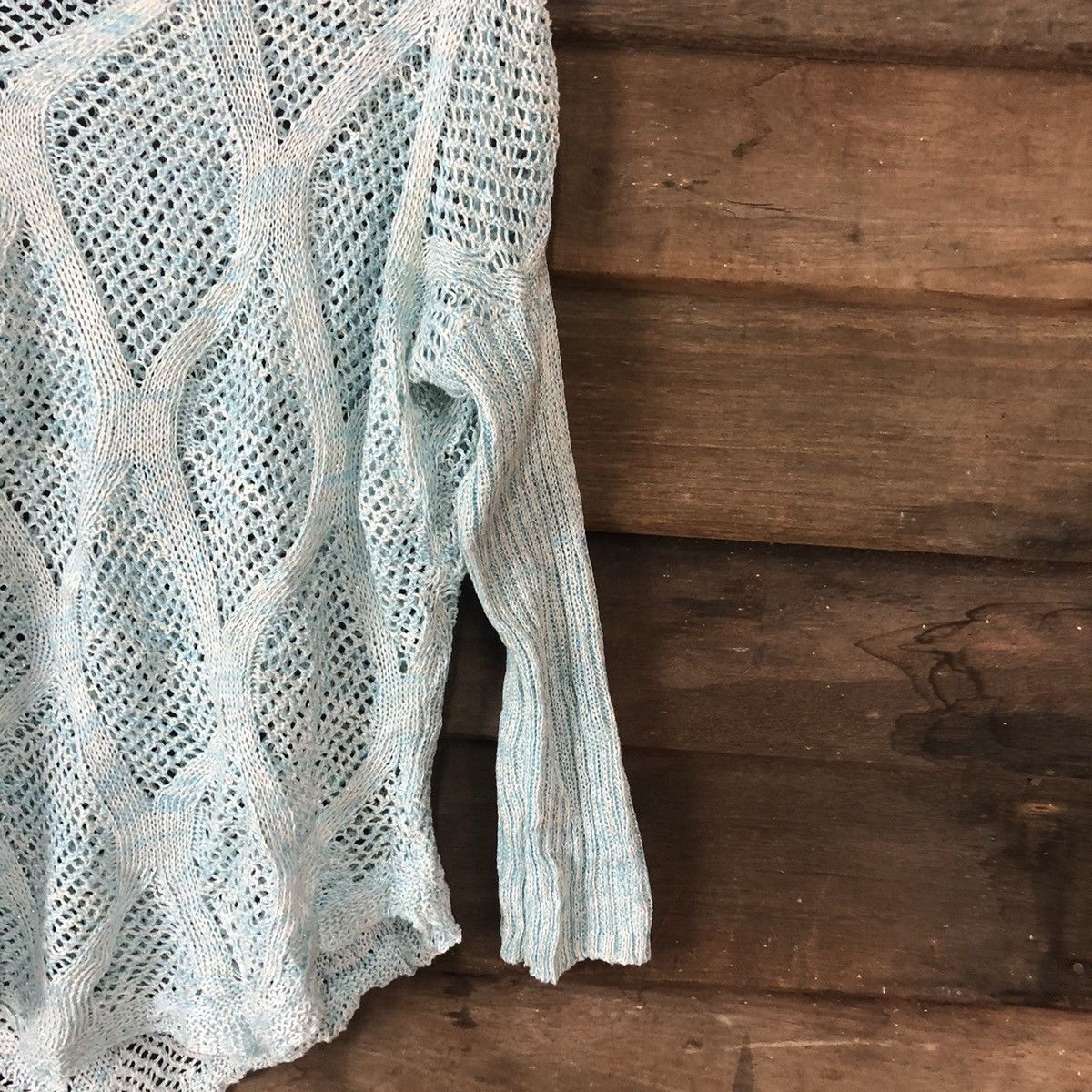 Japanese Brand Japan Mesh Net Crochet Blue Cardigan Knitwear #7250 Size M / US 6-8 / IT 42-44 - 5 Thumbnail
