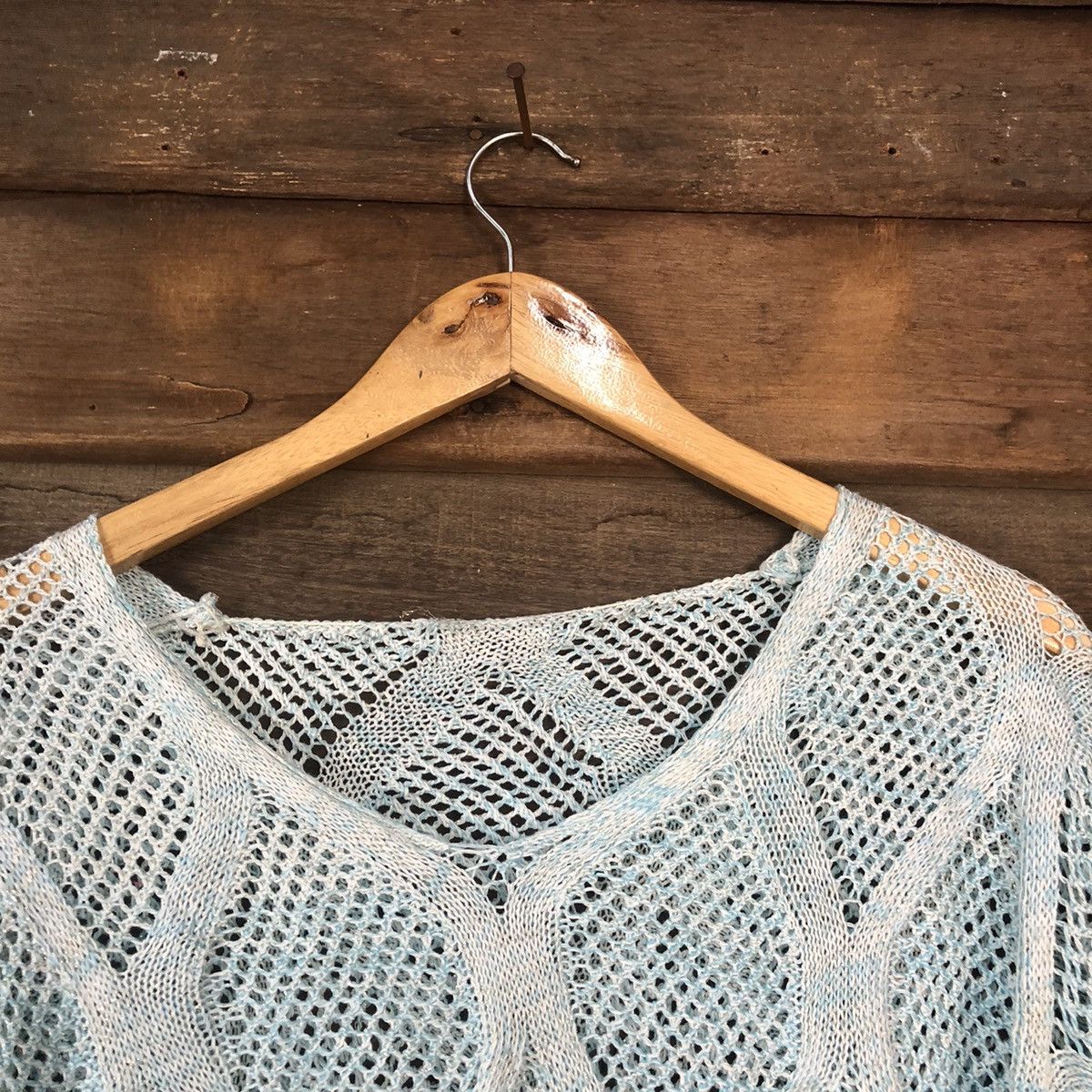 Japanese Brand Japan Mesh Net Crochet Blue Cardigan Knitwear #7250 Size M / US 6-8 / IT 42-44 - 7 Thumbnail