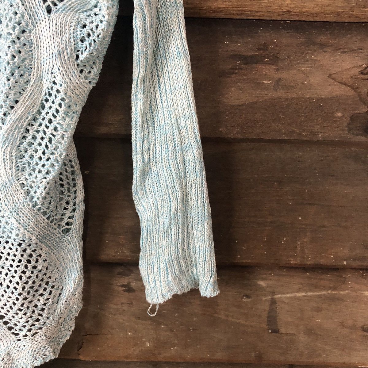 Japanese Brand Japan Mesh Net Crochet Blue Cardigan Knitwear #7250 Size M / US 6-8 / IT 42-44 - 9 Thumbnail