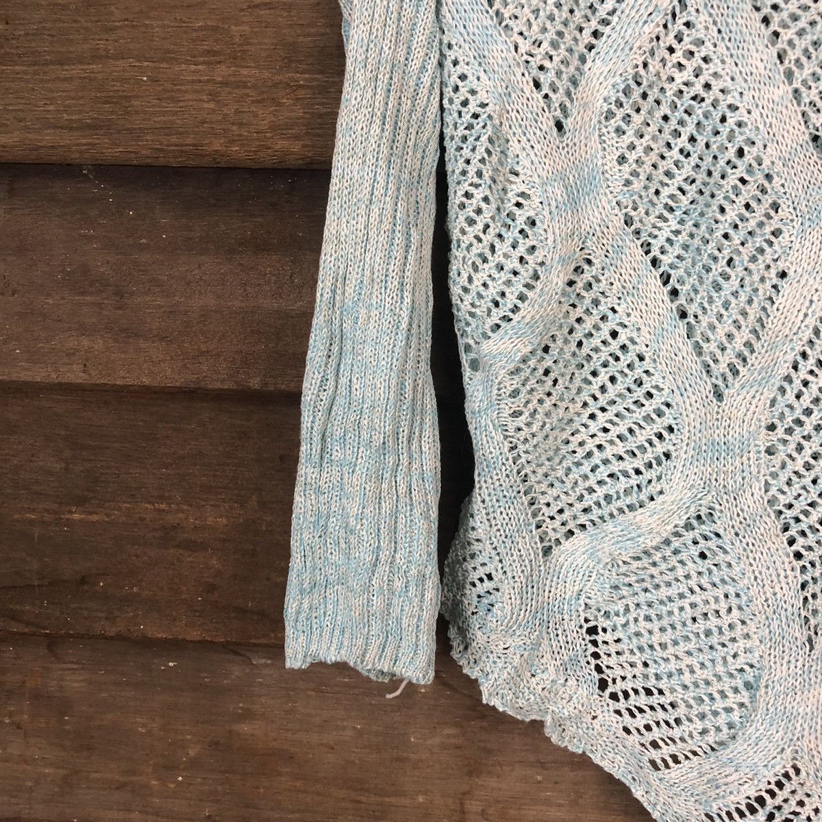 Japanese Brand Japan Mesh Net Crochet Blue Cardigan Knitwear #7250 Size M / US 6-8 / IT 42-44 - 10 Thumbnail