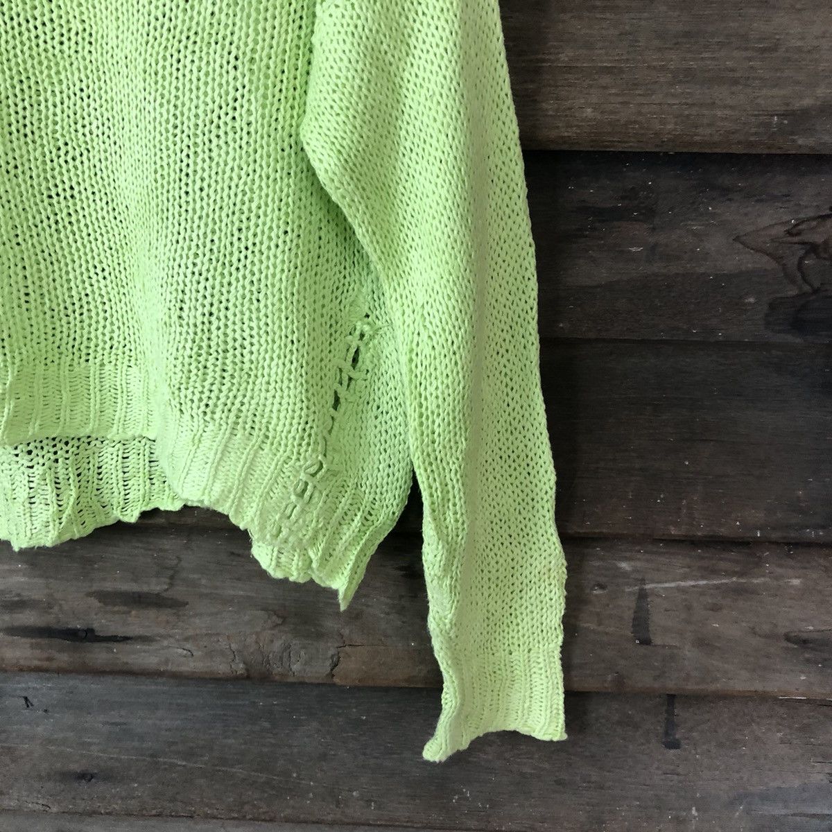 Vintage Hypen World Gallery Mesh Net Crochet Green Knitwear #7148 Size L / US 10 / IT 46 - 5 Thumbnail