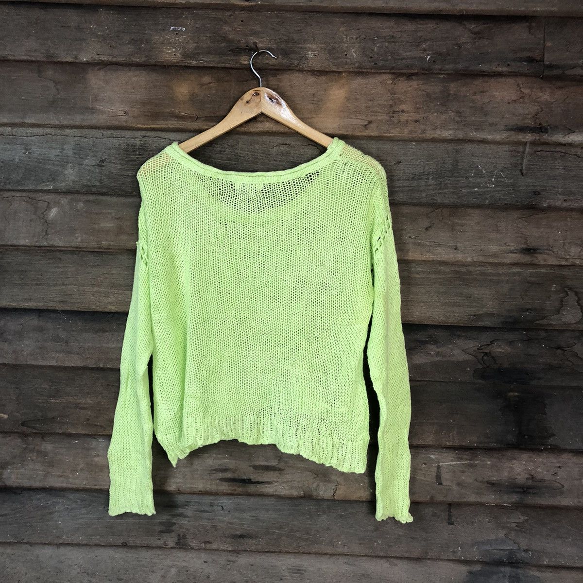 Vintage Hypen World Gallery Mesh Net Crochet Green Knitwear #7148 Size L / US 10 / IT 46 - 15 Thumbnail