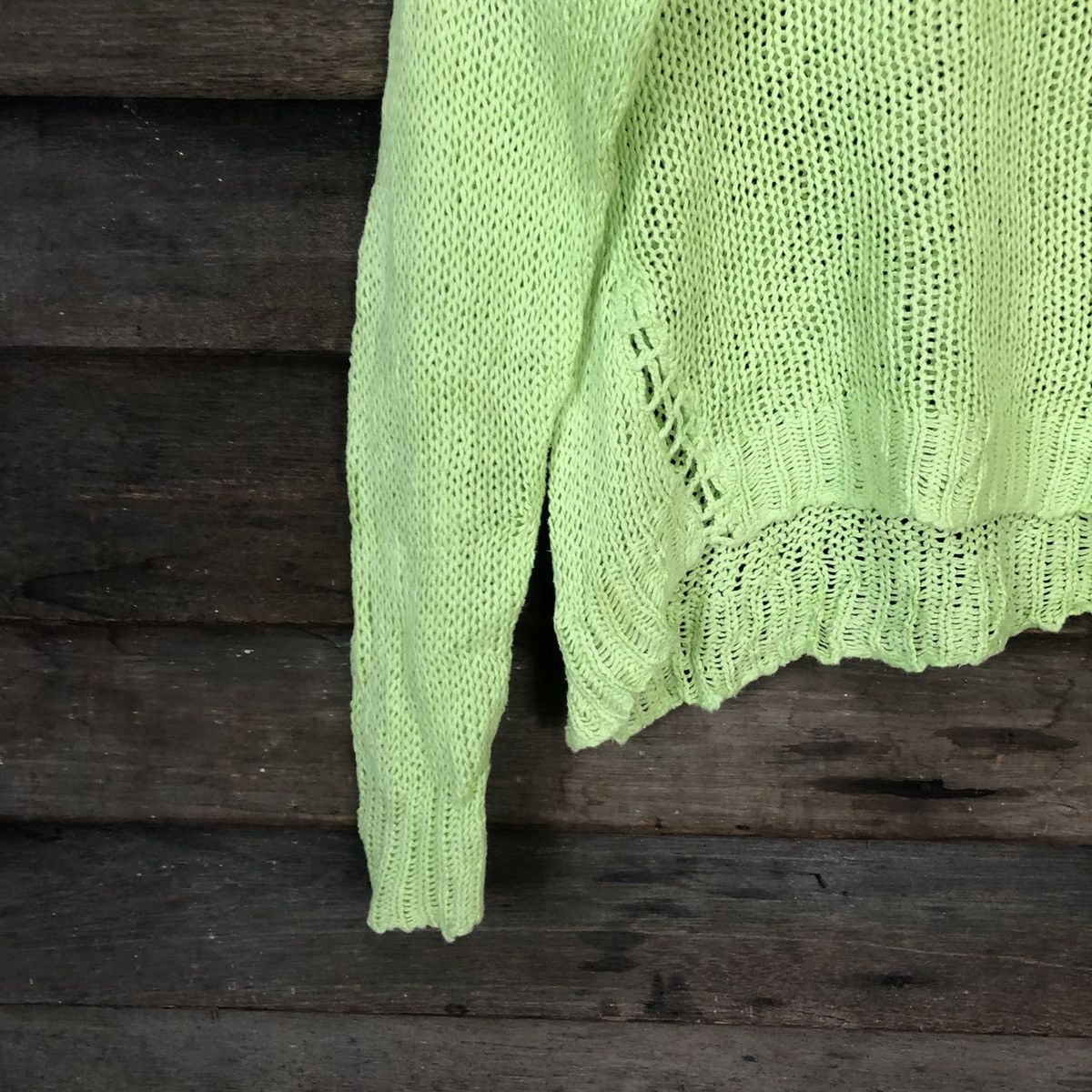 Vintage Hypen World Gallery Mesh Net Crochet Green Knitwear #7148 Size L / US 10 / IT 46 - 4 Thumbnail