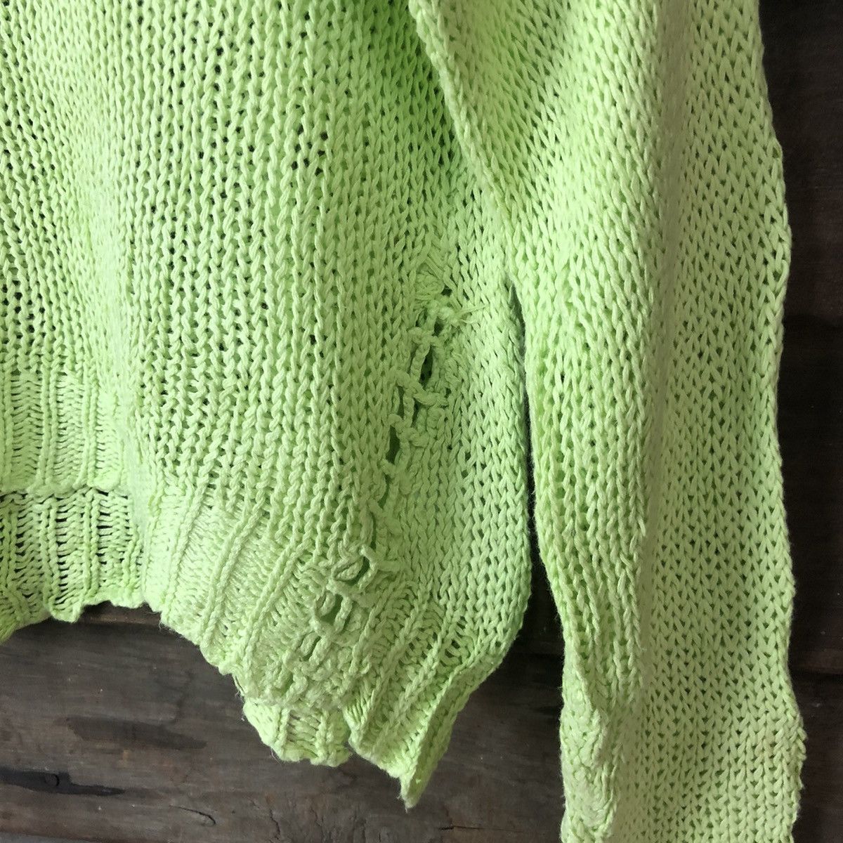 Vintage Hypen World Gallery Mesh Net Crochet Green Knitwear #7148 Size L / US 10 / IT 46 - 12 Thumbnail