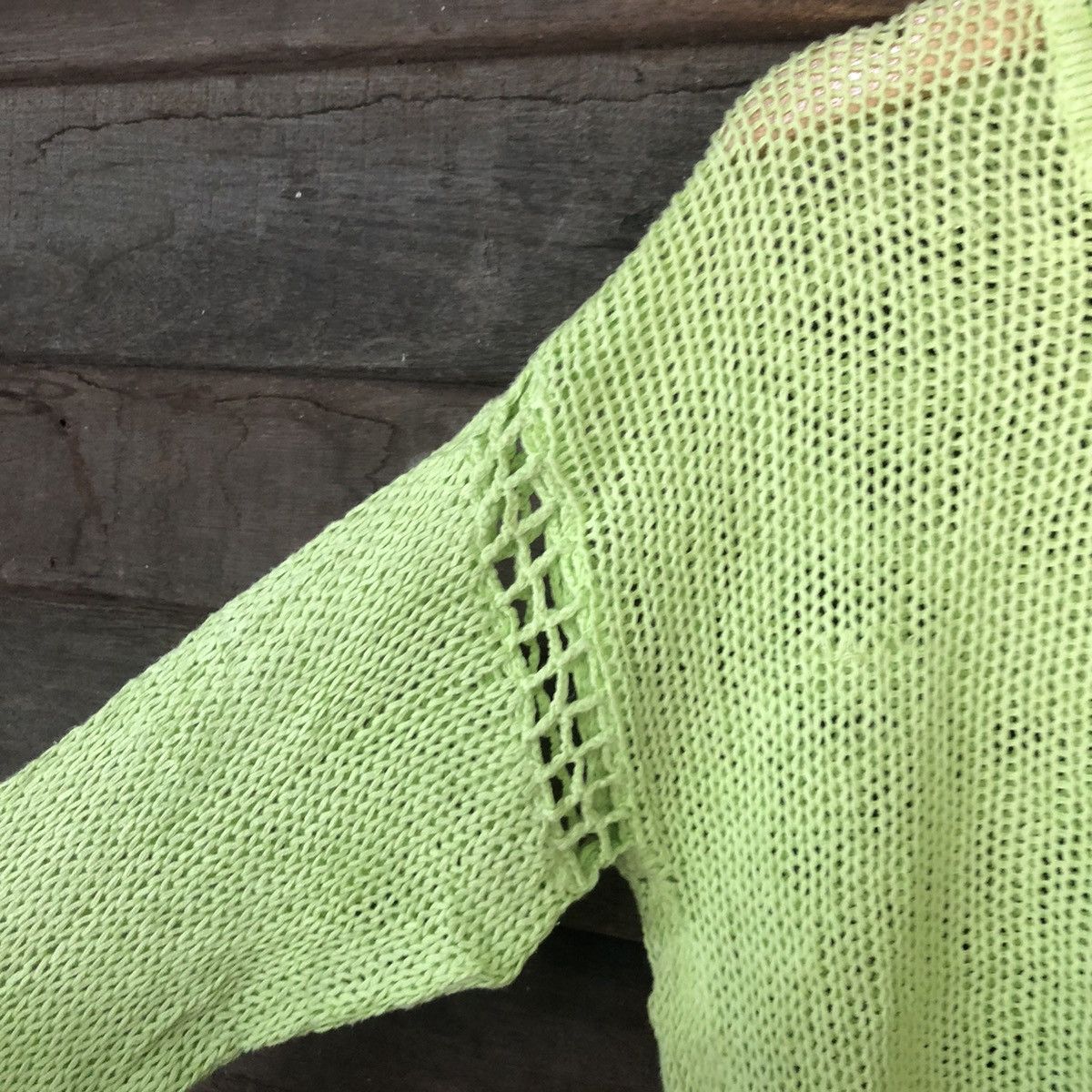 Vintage Hypen World Gallery Mesh Net Crochet Green Knitwear #7148 Size L / US 10 / IT 46 - 9 Thumbnail