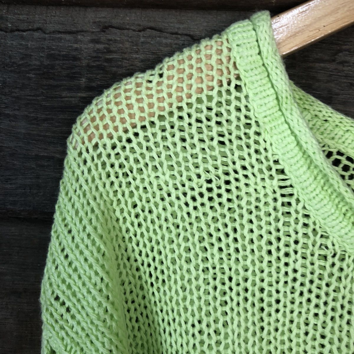 Vintage Hypen World Gallery Mesh Net Crochet Green Knitwear #7148 Size L / US 10 / IT 46 - 8 Thumbnail