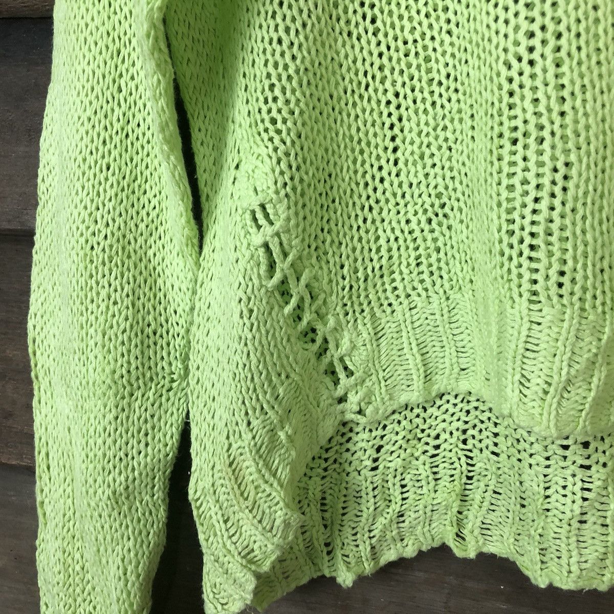 Vintage Hypen World Gallery Mesh Net Crochet Green Knitwear #7148 Size L / US 10 / IT 46 - 11 Thumbnail