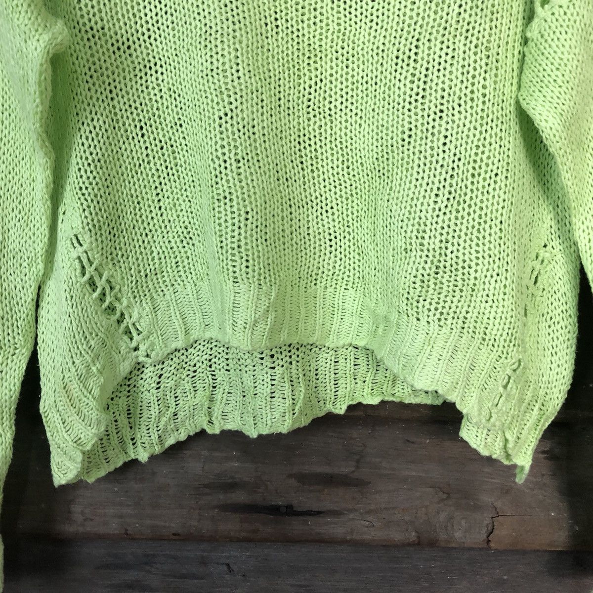 Vintage Hypen World Gallery Mesh Net Crochet Green Knitwear #7148 Size L / US 10 / IT 46 - 6 Thumbnail